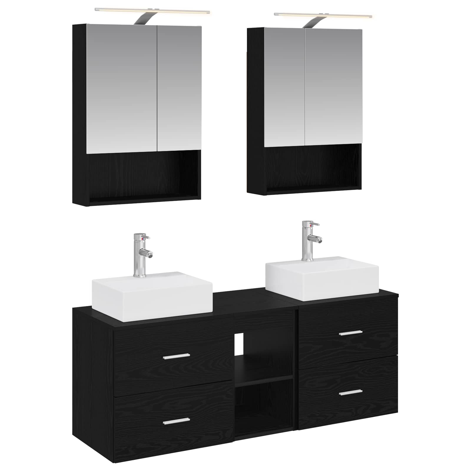 vidaXL Badkamermeubelset 5 pcs Wit Bewerkt hout en glas