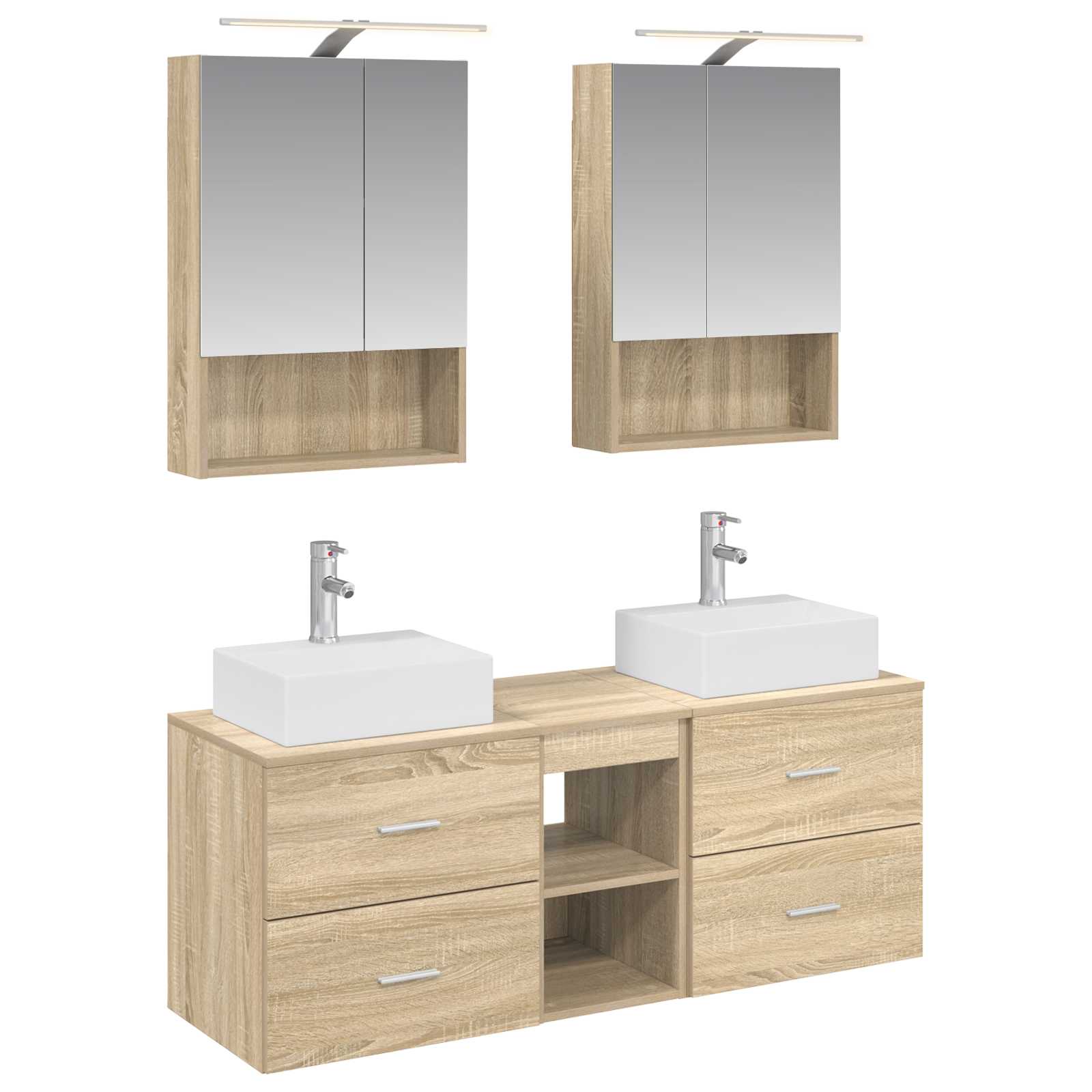 vidaXL Badkamermeubelset 5 pcs Wit Bewerkt hout en glas