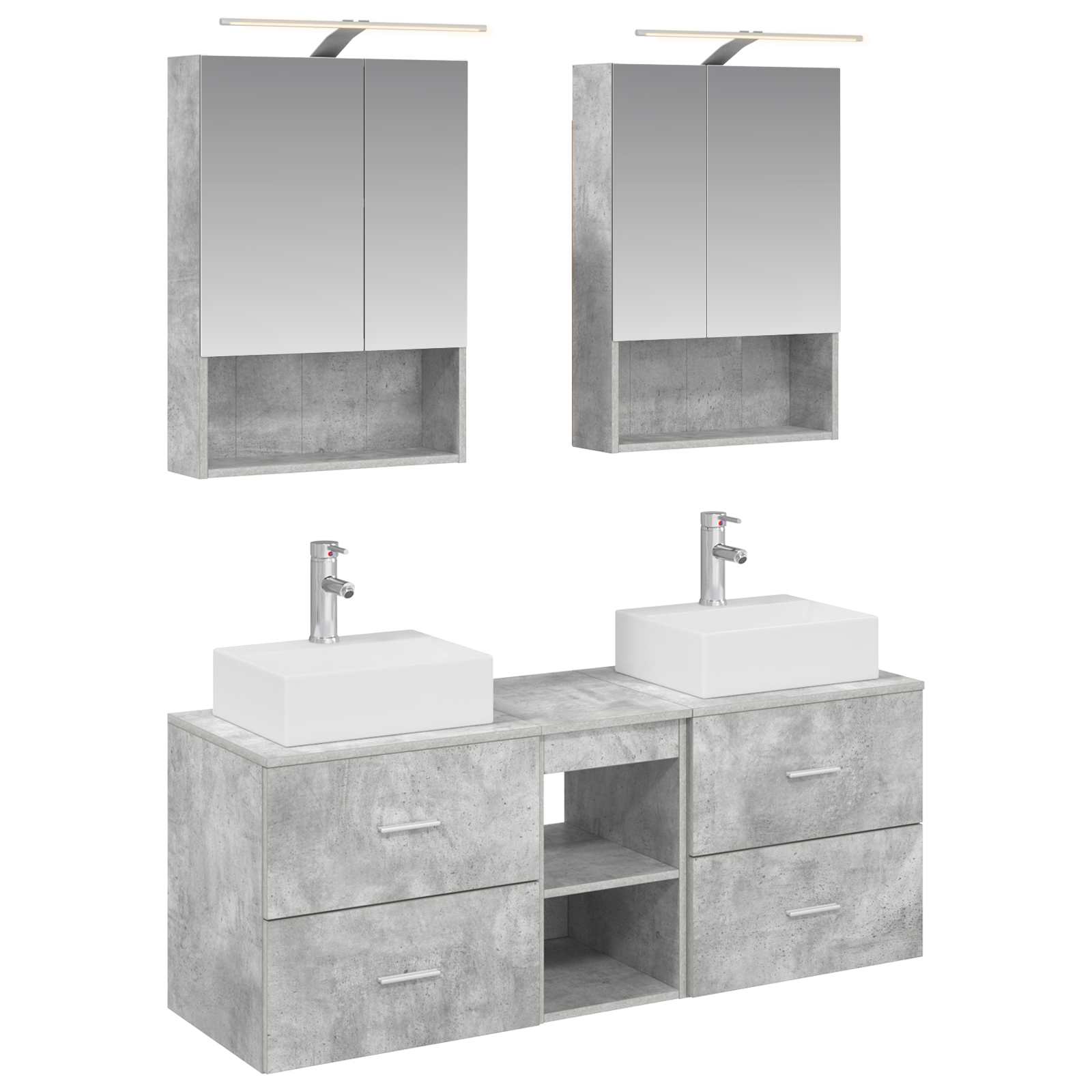 vidaXL Badkamermeubelset 5 pcs Wit Bewerkt hout en glas