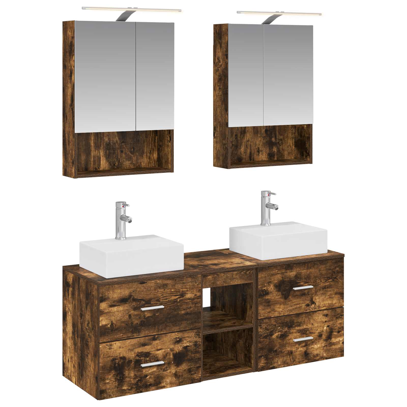 vidaXL Badkamermeubelset 5 pcs Wit Bewerkt hout en glas