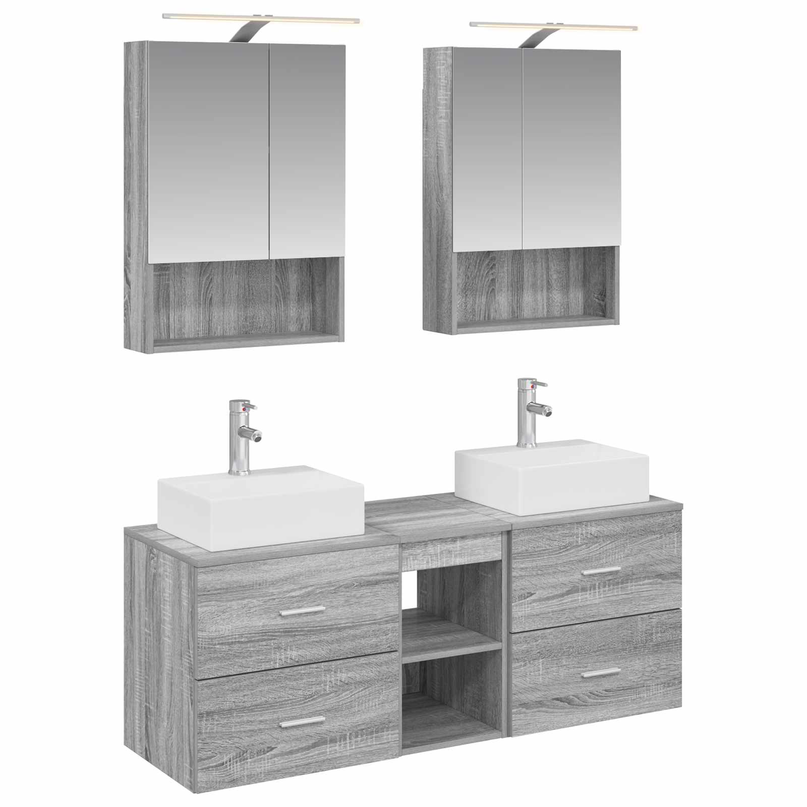 vidaXL Badkamermeubelset 5 pcs Wit Bewerkt hout en glas