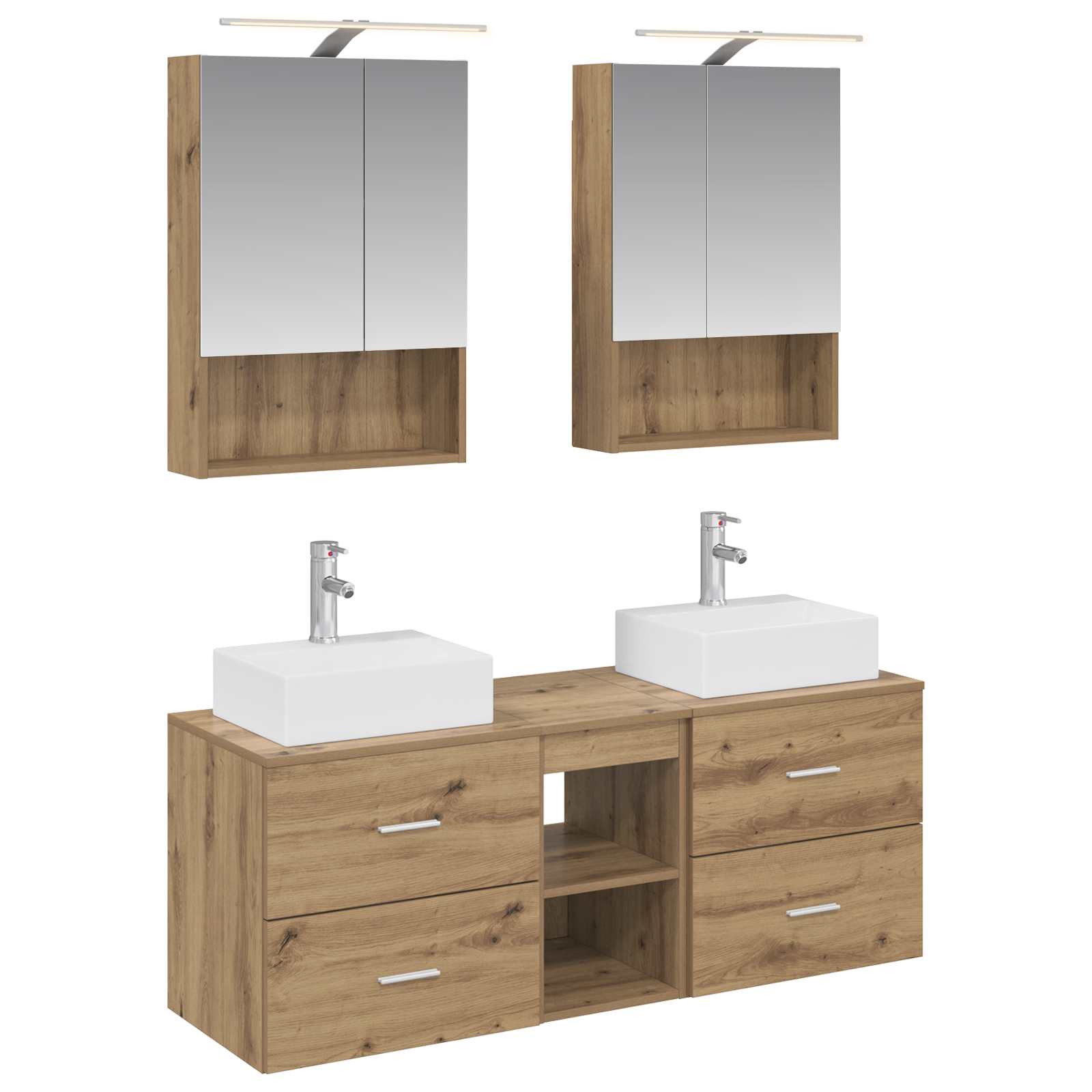 vidaXL Badkamermeubelset 5 pcs Wit Bewerkt hout en glas