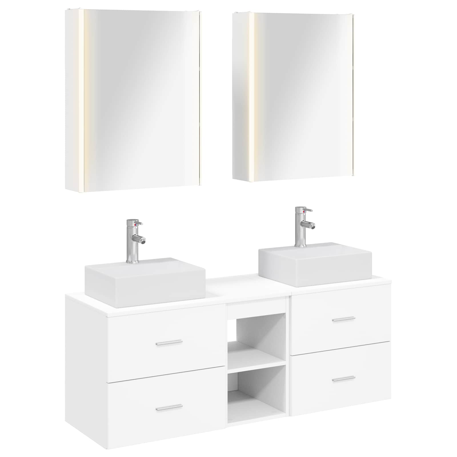 vidaXL Badkamermeubelset 5 pcs Wit Bewerkt hout en glas
