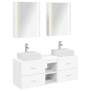 vidaXL Badkamermeubelset 5 pcs Wit Bewerkt hout en glas