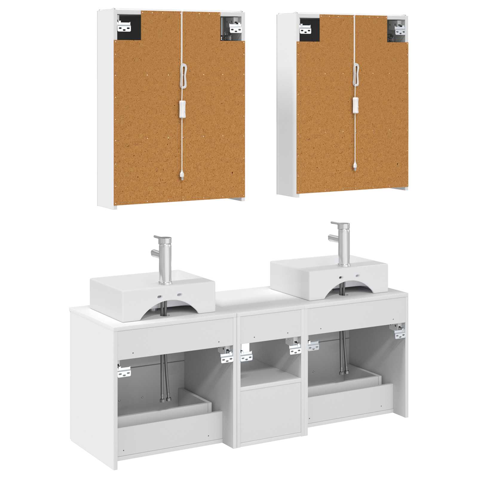 vidaXL Badkamermeubelset 5 pcs Wit Bewerkt hout en glas