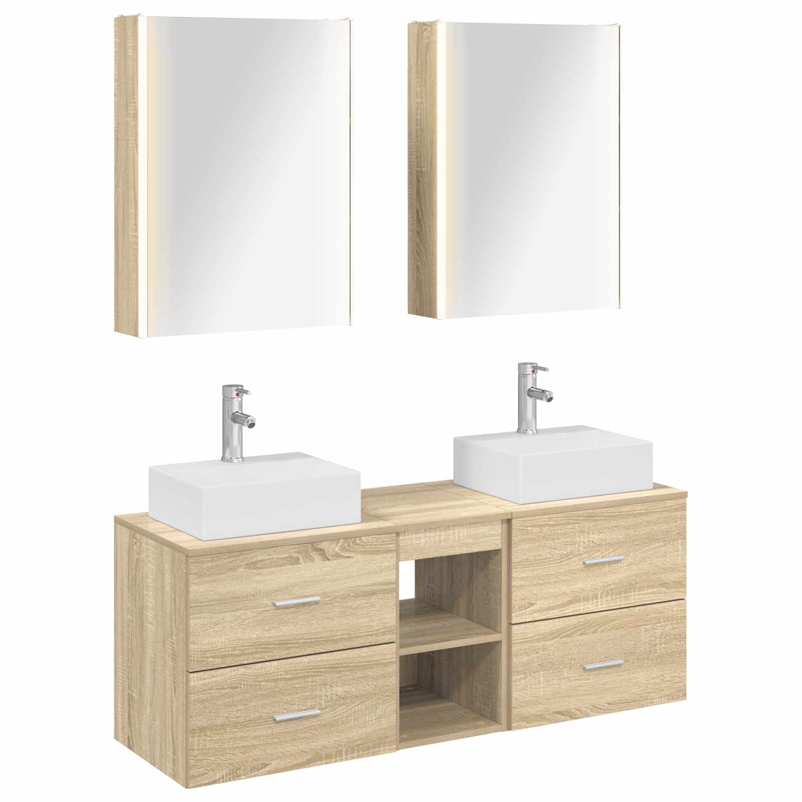 vidaXL Badkamermeubelset 5 pcs Wit Bewerkt hout en glas