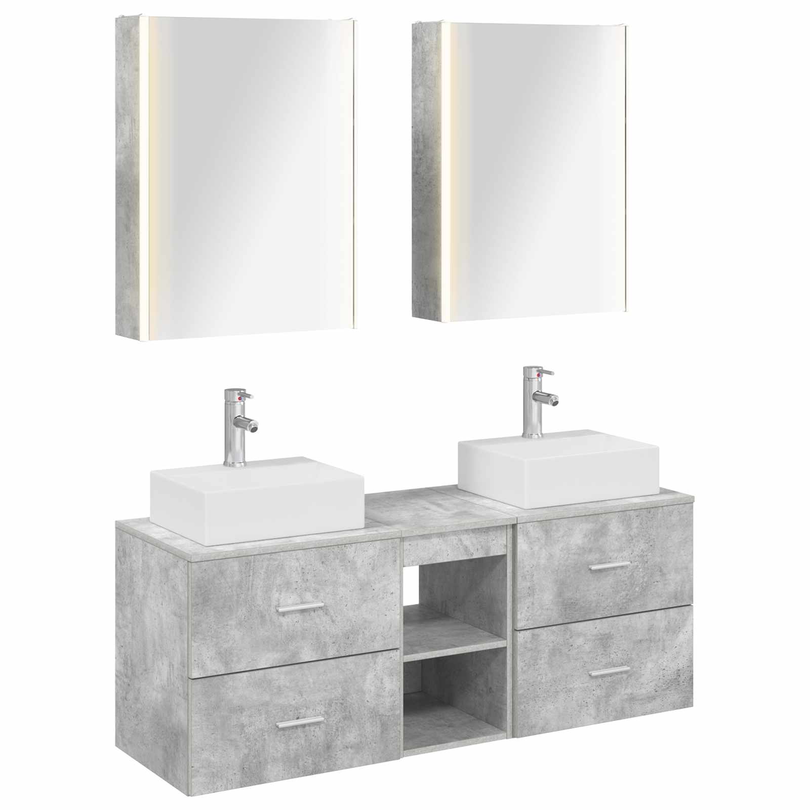 vidaXL Badkamermeubelset 5 pcs Wit Bewerkt hout en glas