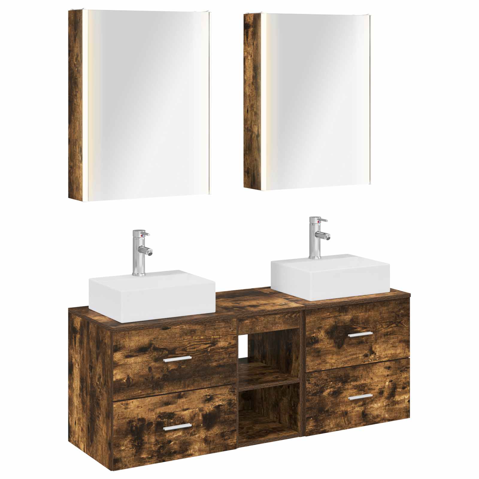 vidaXL Badkamermeubelset 5 pcs Wit Bewerkt hout en glas