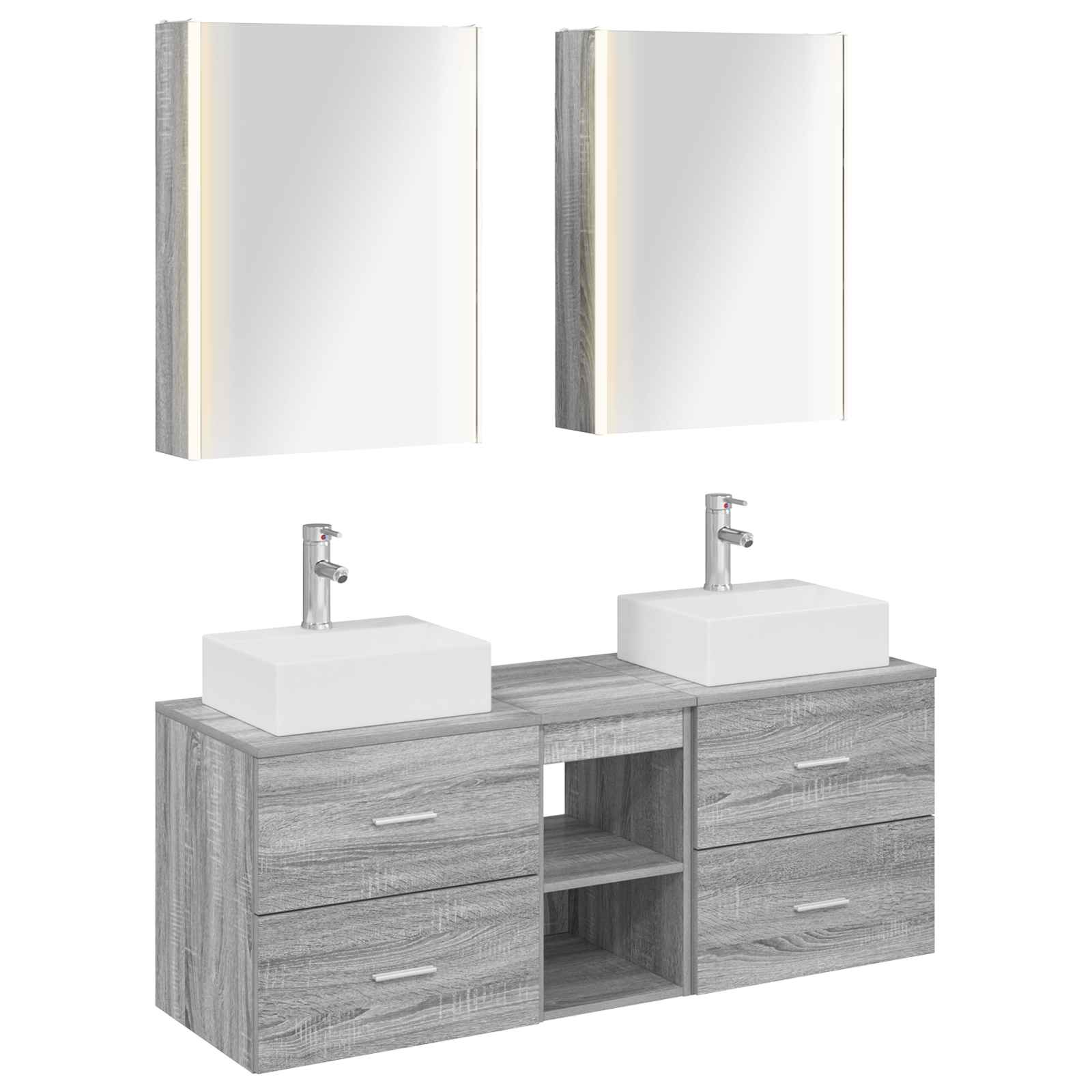 vidaXL Badkamermeubelset 5 pcs Wit Bewerkt hout en glas