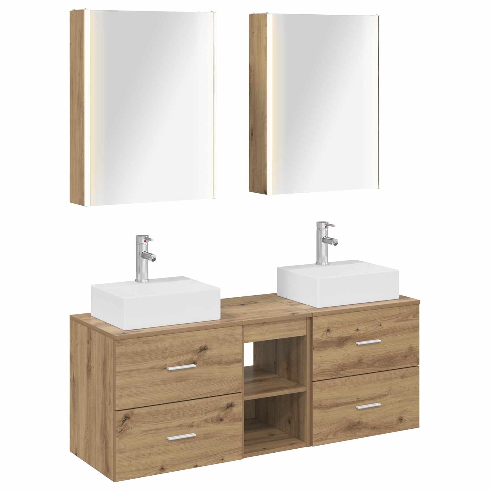 vidaXL Badkamermeubelset 5 pcs Wit Bewerkt hout en glas