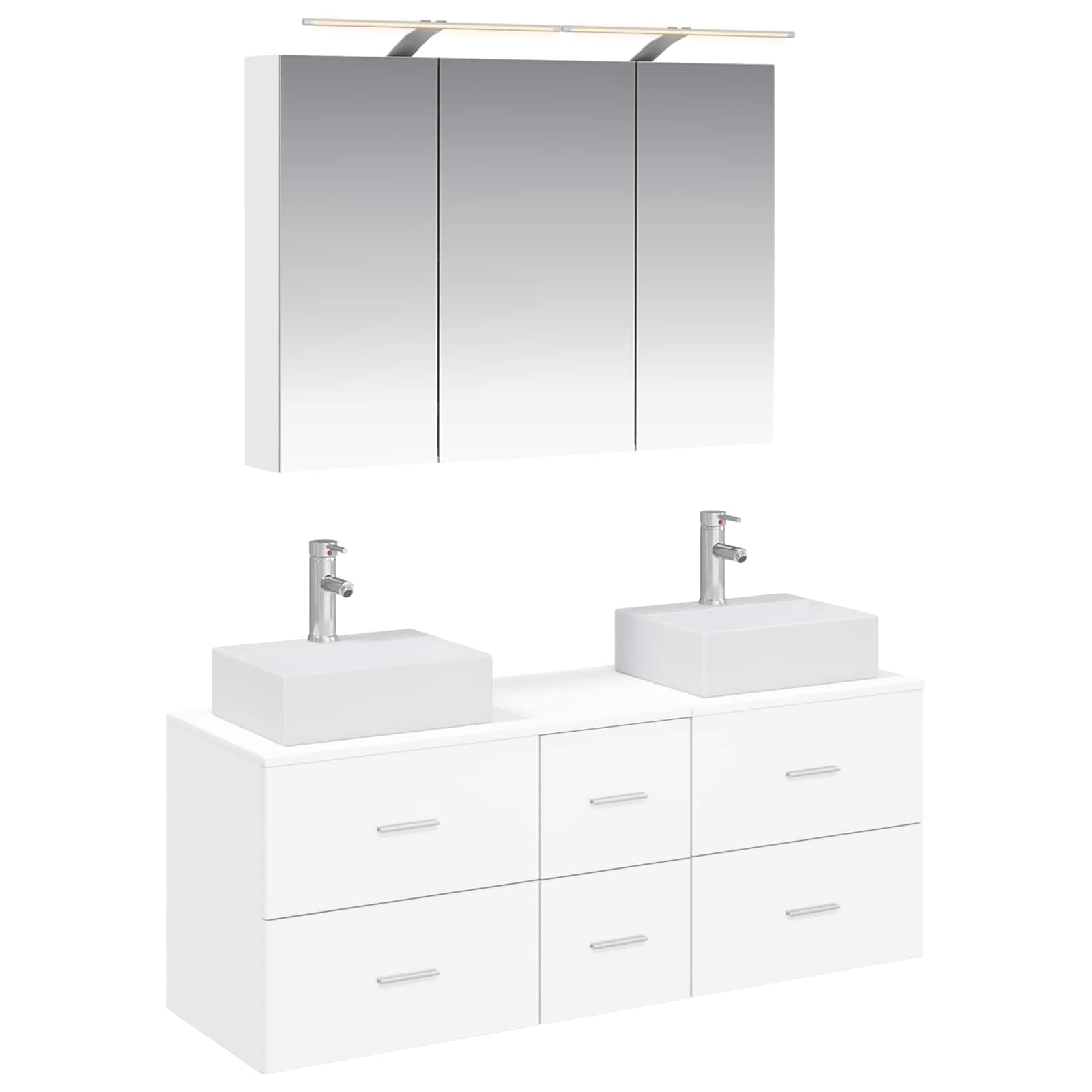 vidaXL Badkamermeubelset 4 pcs Wit Bewerkt hout en glas