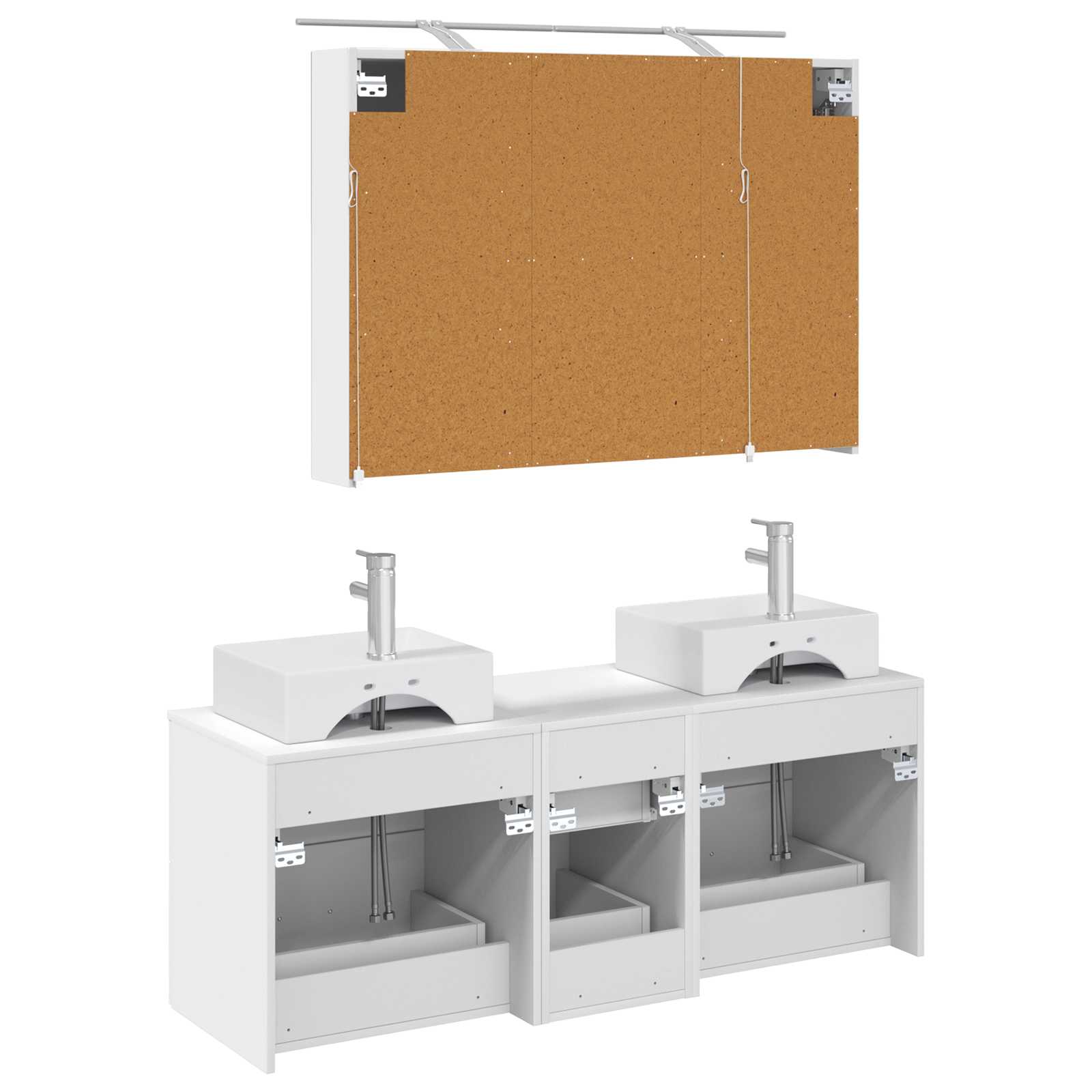 vidaXL Badkamermeubelset 4 pcs Wit Bewerkt hout en glas