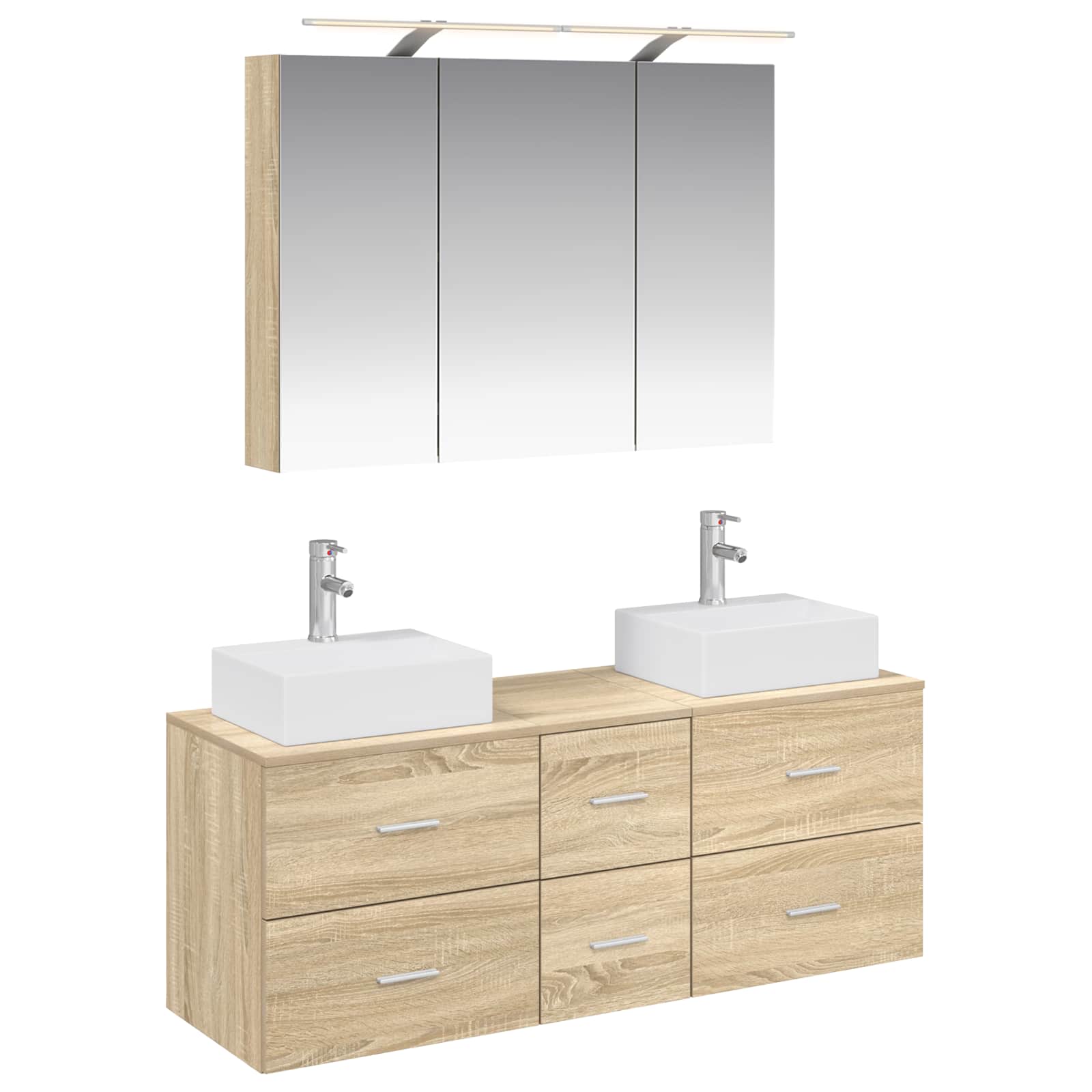 vidaXL Badkamermeubelset 4 pcs Wit Bewerkt hout en glas