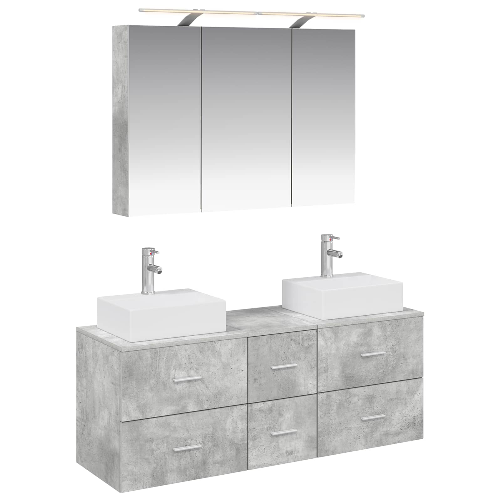vidaXL Badkamermeubelset 4 pcs Wit Bewerkt hout en glas