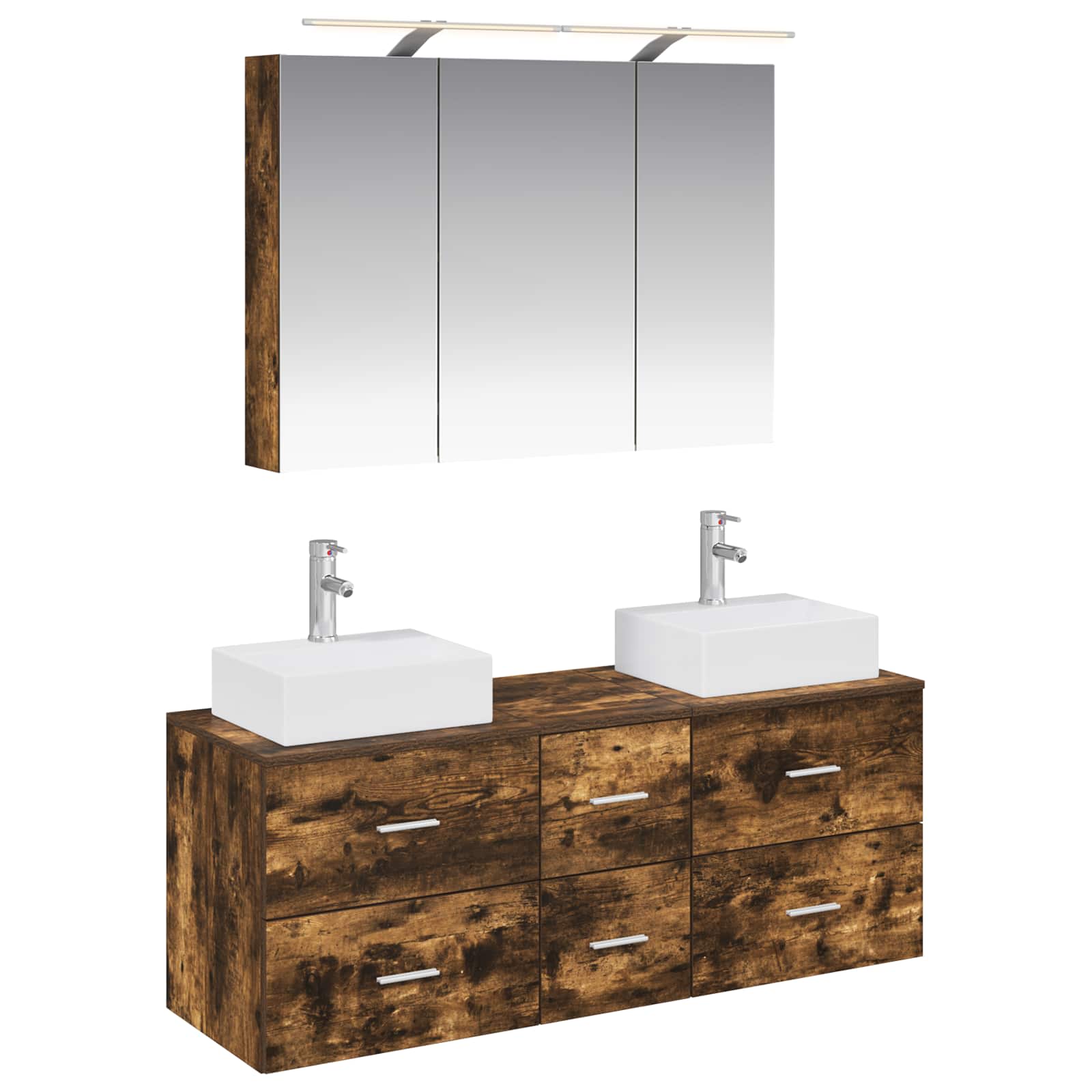 vidaXL Badkamermeubelset 4 pcs Wit Bewerkt hout en glas