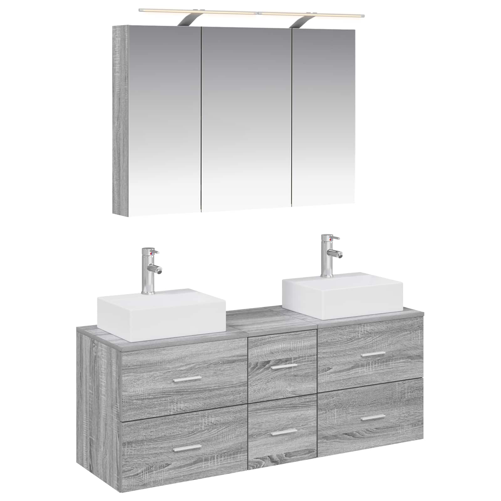 vidaXL Badkamermeubelset 4 pcs Wit Bewerkt hout en glas