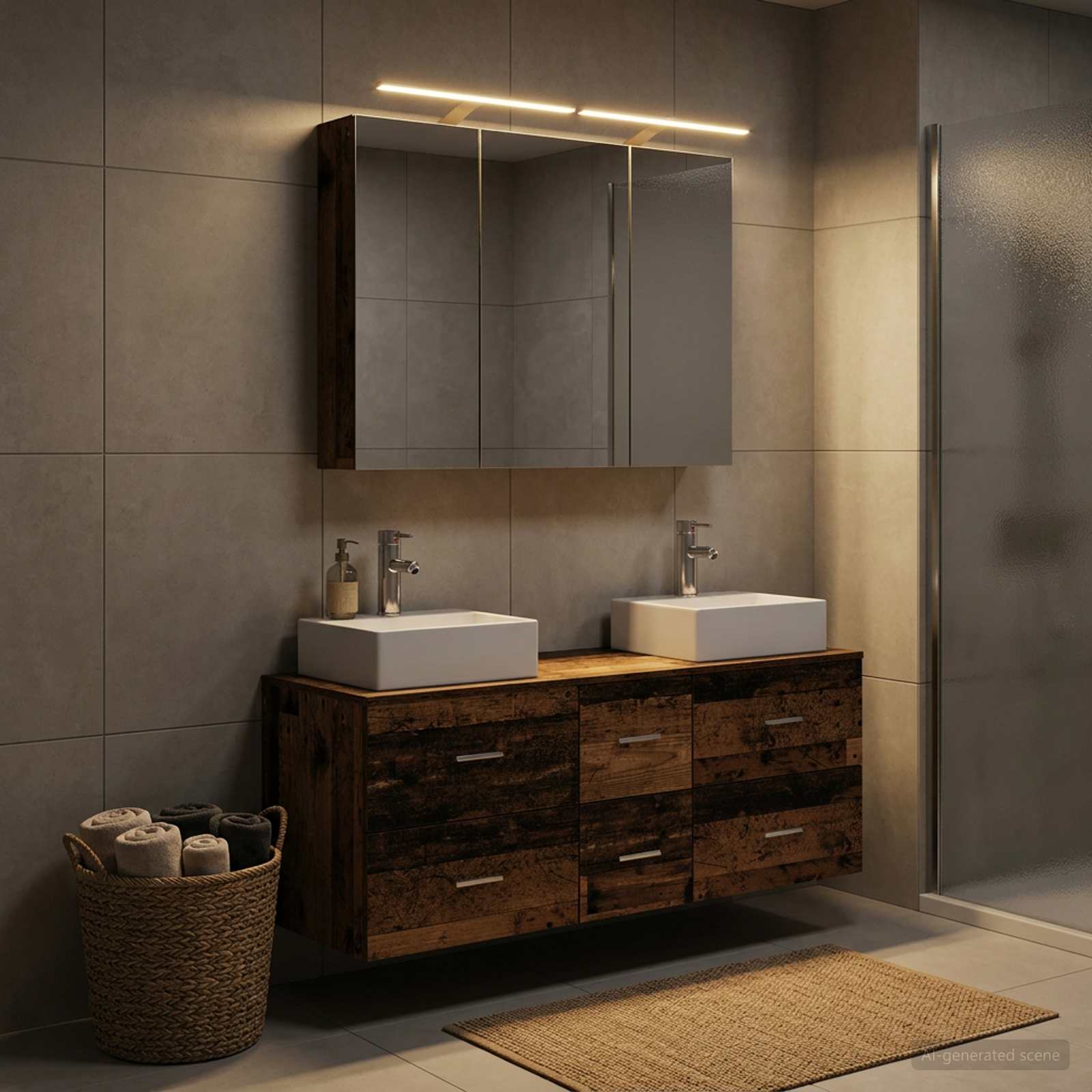 vidaXL Badkamermeubelset 4 pcs Wit Bewerkt hout en glas