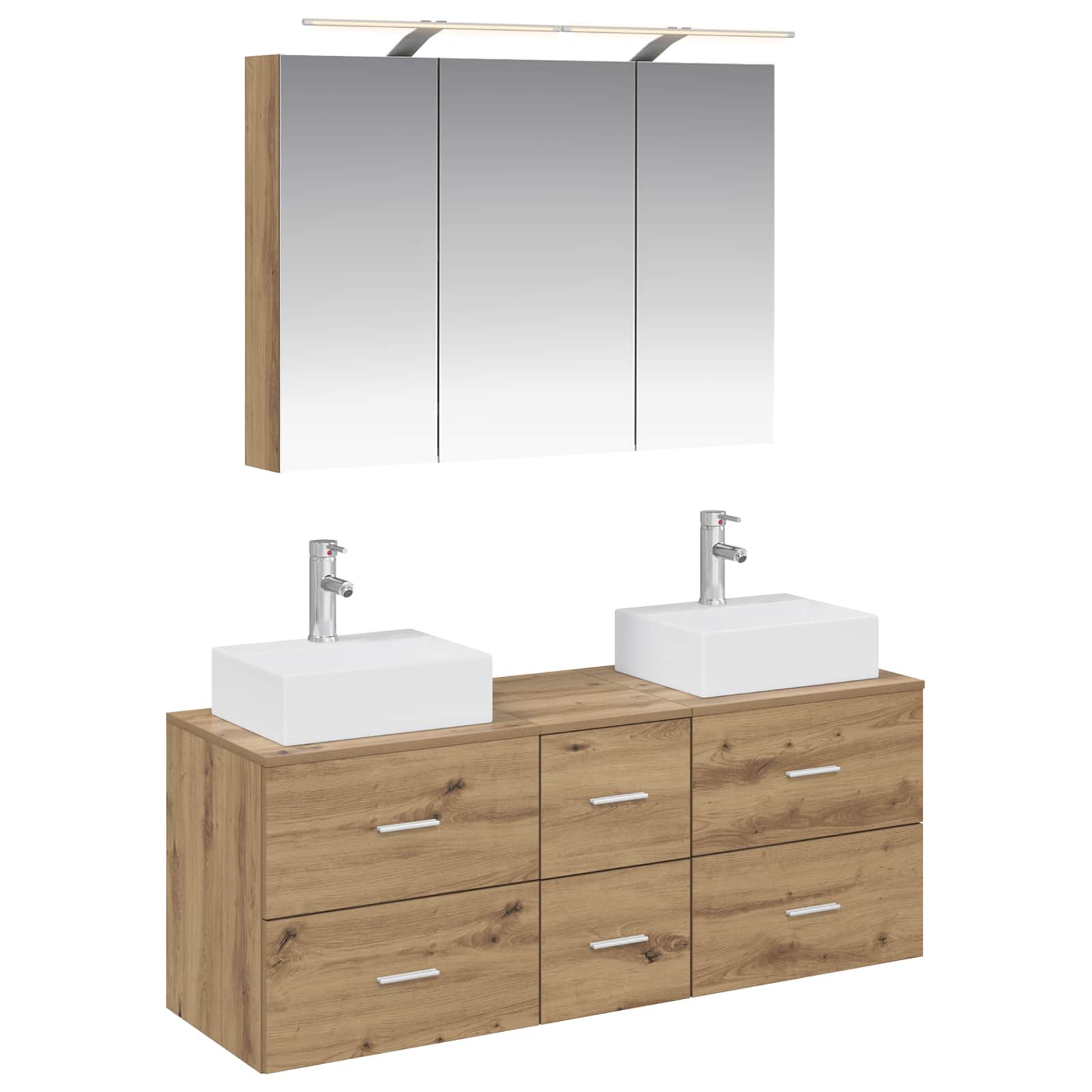 vidaXL Badkamermeubelset 4 pcs Wit Bewerkt hout en glas