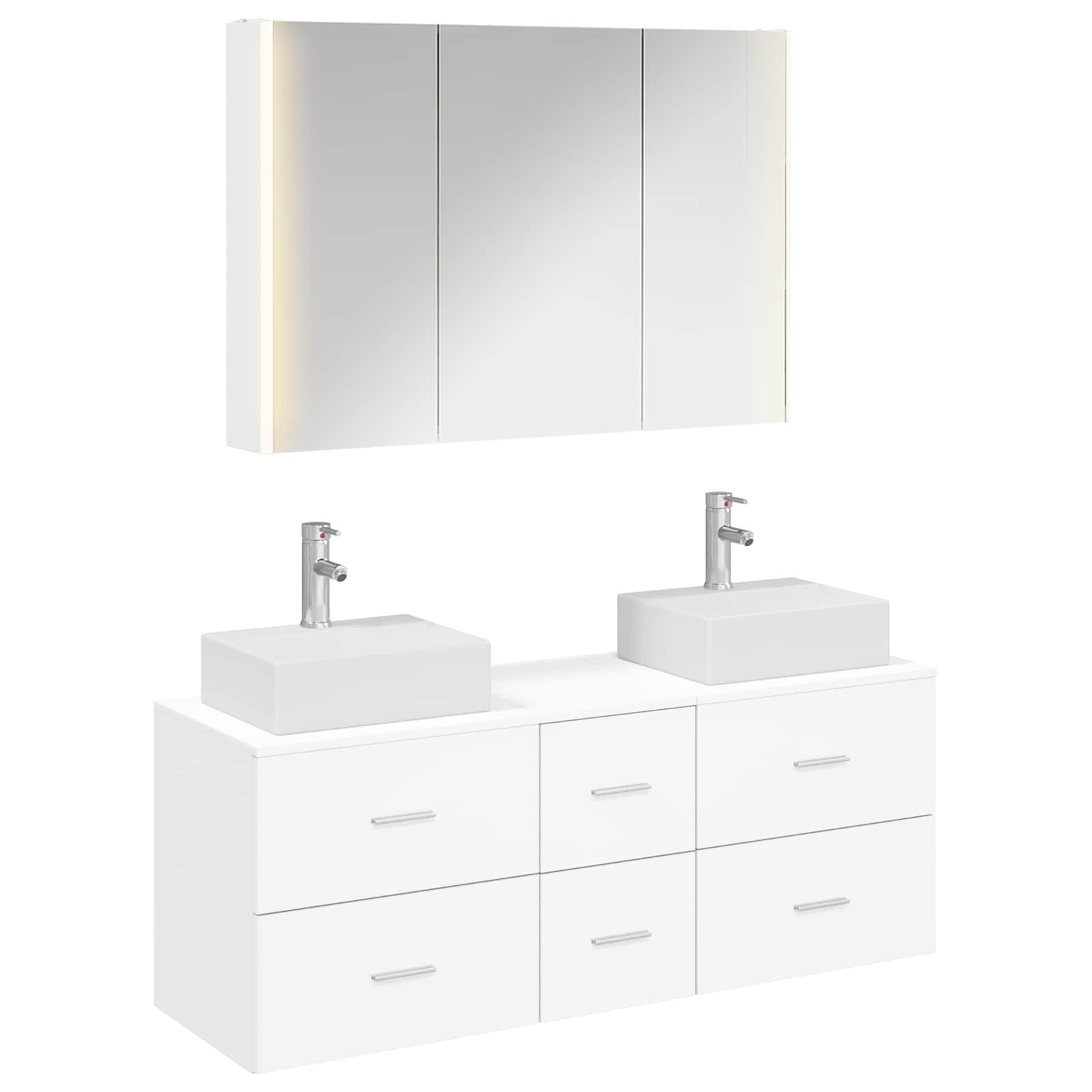 vidaXL Badkamermeubelset 4 pcs Wit Bewerkt hout en glas