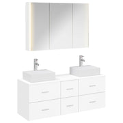 vidaXL Badkamermeubelset 4 pcs Wit Bewerkt hout en glas