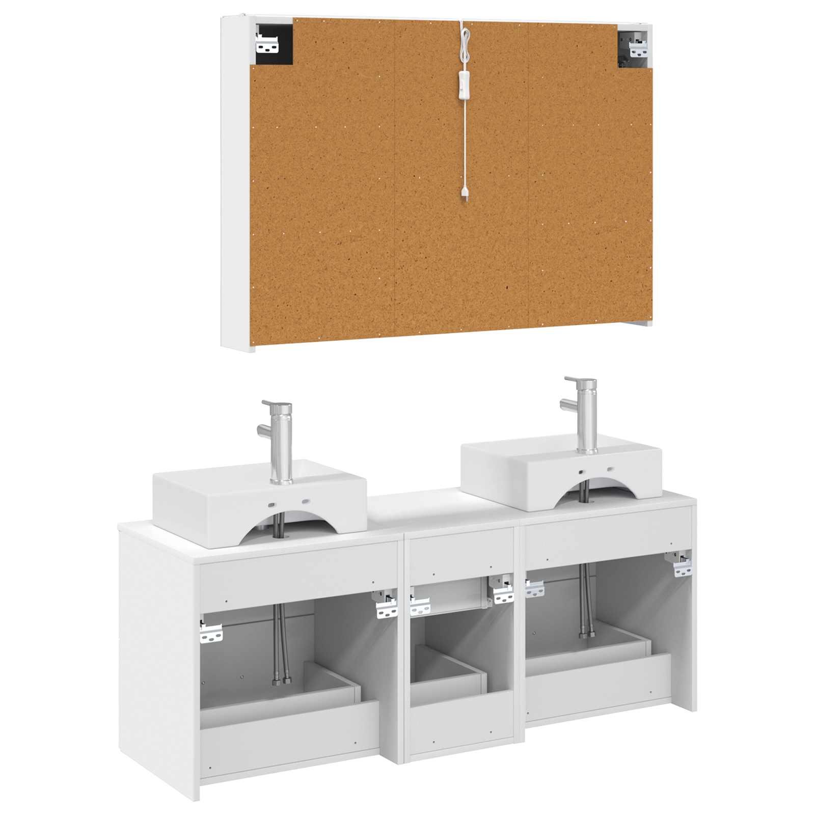 vidaXL Badkamermeubelset 4 pcs Wit Bewerkt hout en glas