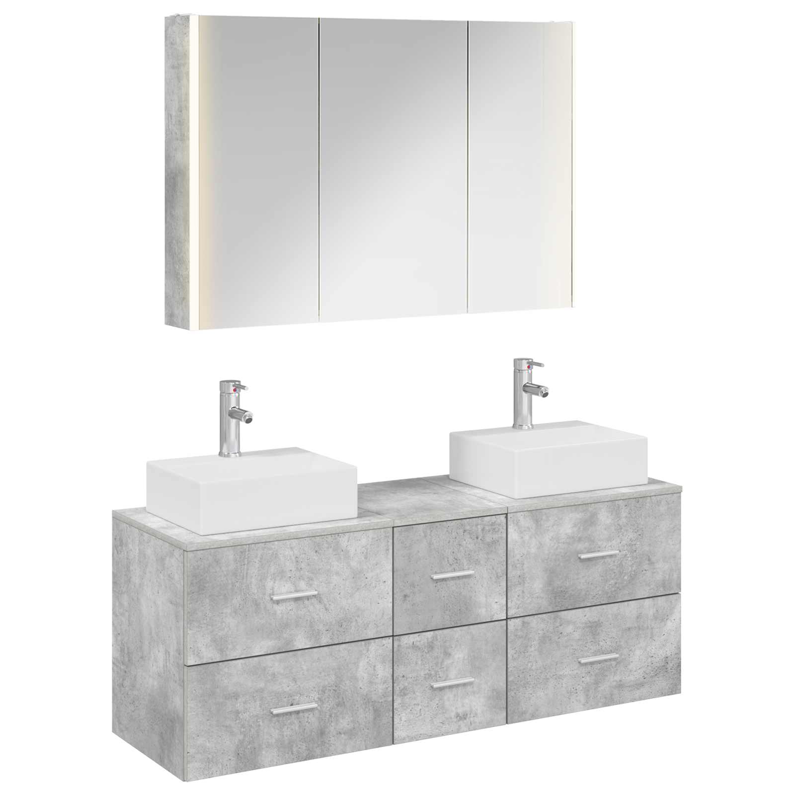 vidaXL Badkamermeubelset 4 pcs Wit Bewerkt hout en glas