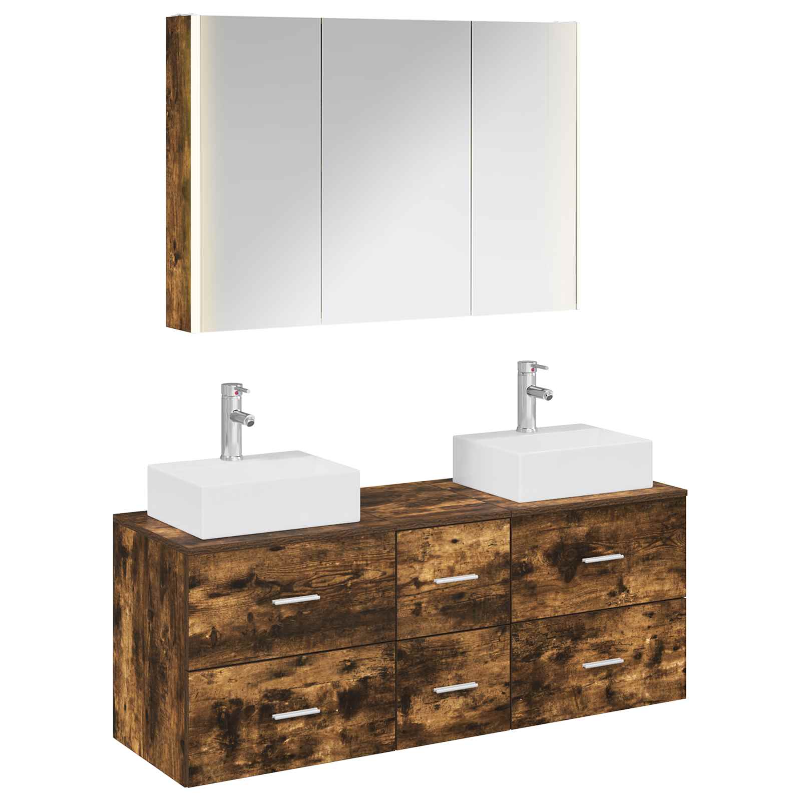 vidaXL Badkamermeubelset 4 pcs Wit Bewerkt hout en glas