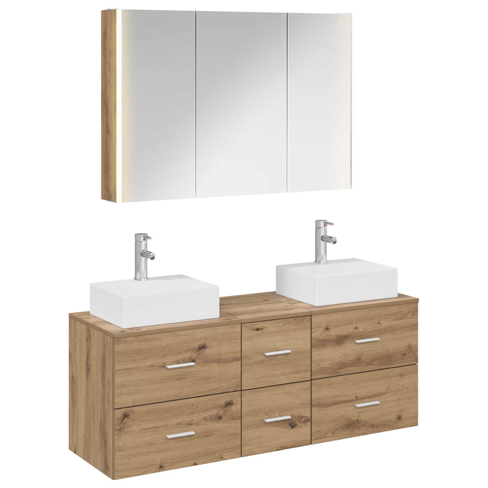 vidaXL Badkamermeubelset 4 pcs Wit Bewerkt hout en glas