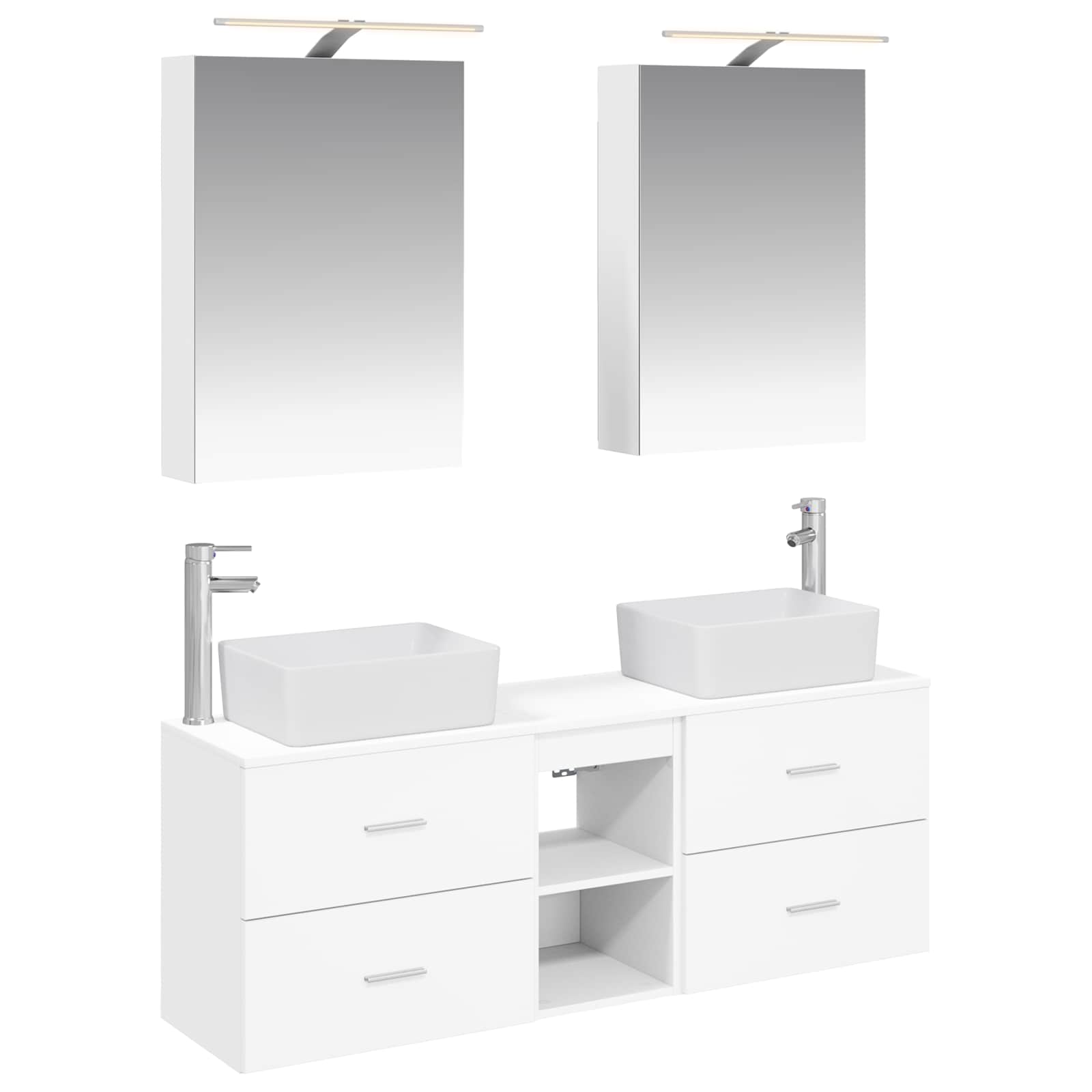 vidaXL Badkamermeubelset 5 pcs Wit Bewerkt hout en glas