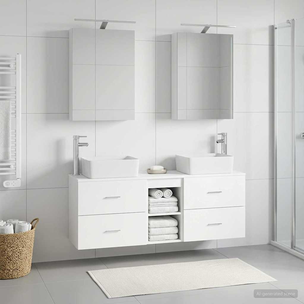 vidaXL Badkamermeubelset 5 pcs Wit Bewerkt hout en glas