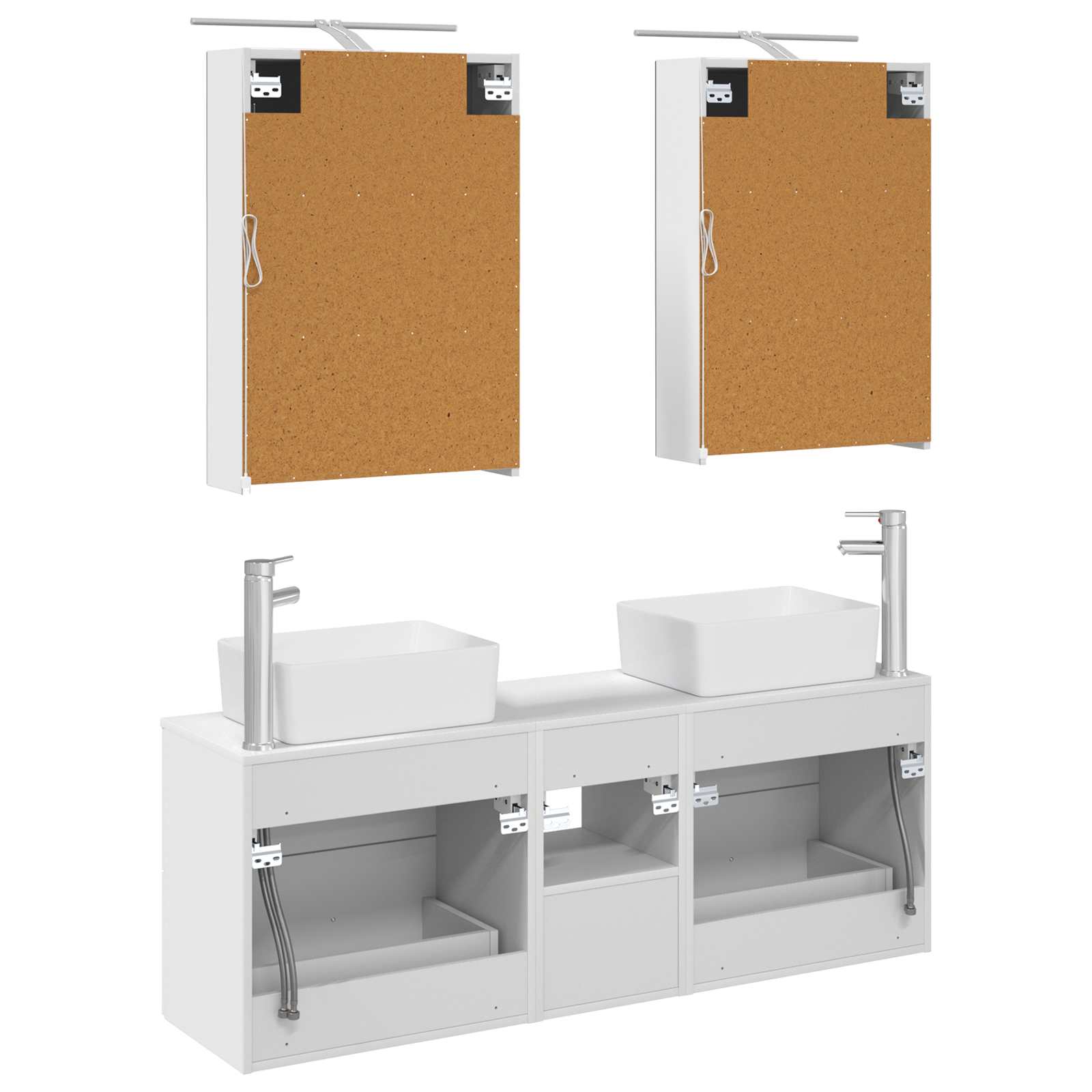 vidaXL Badkamermeubelset 5 pcs Wit Bewerkt hout en glas