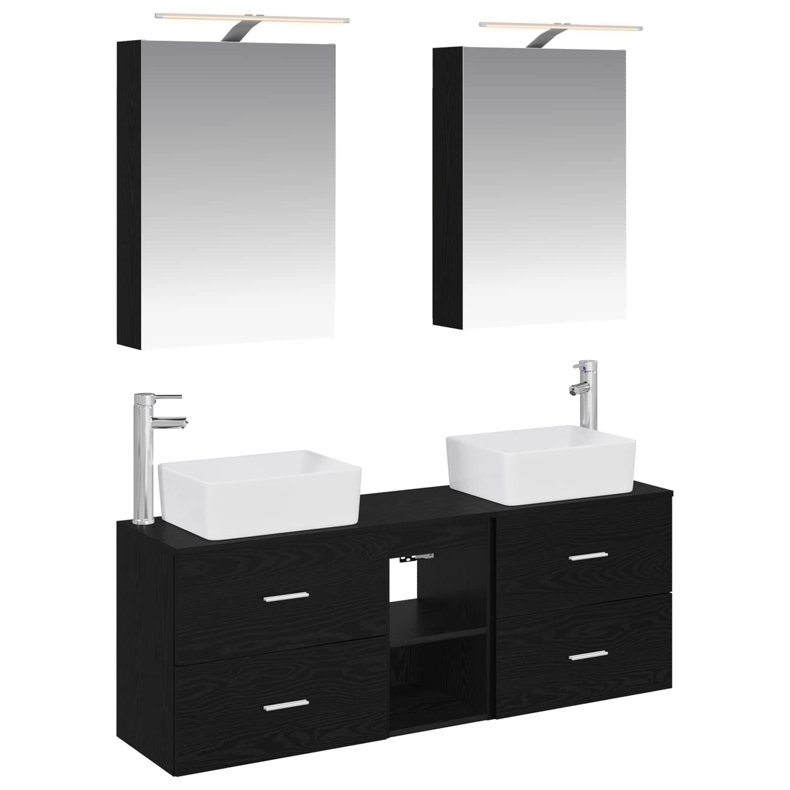 vidaXL Badkamermeubelset 5 pcs Wit Bewerkt hout en glas