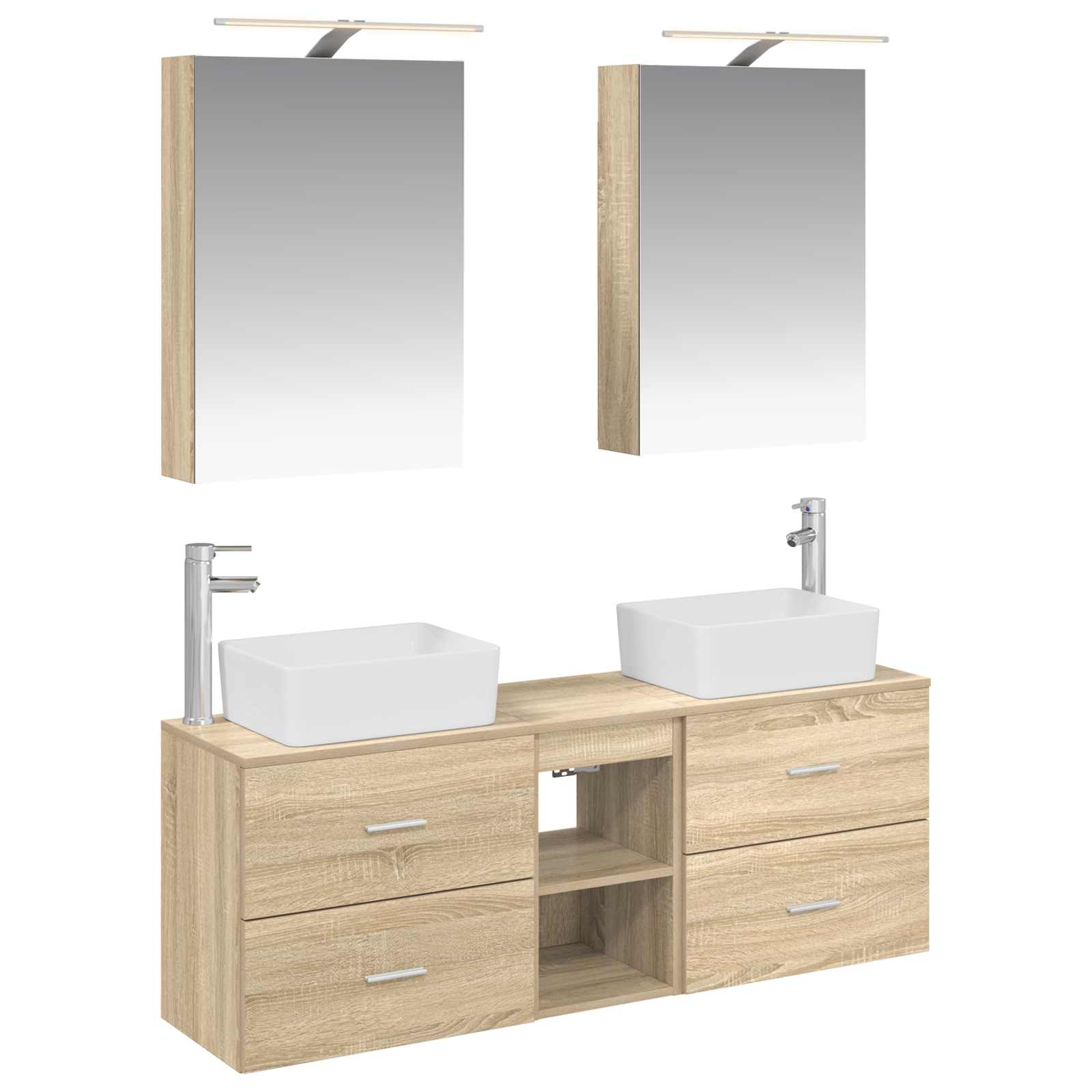 vidaXL Badkamermeubelset 5 pcs Wit Bewerkt hout en glas