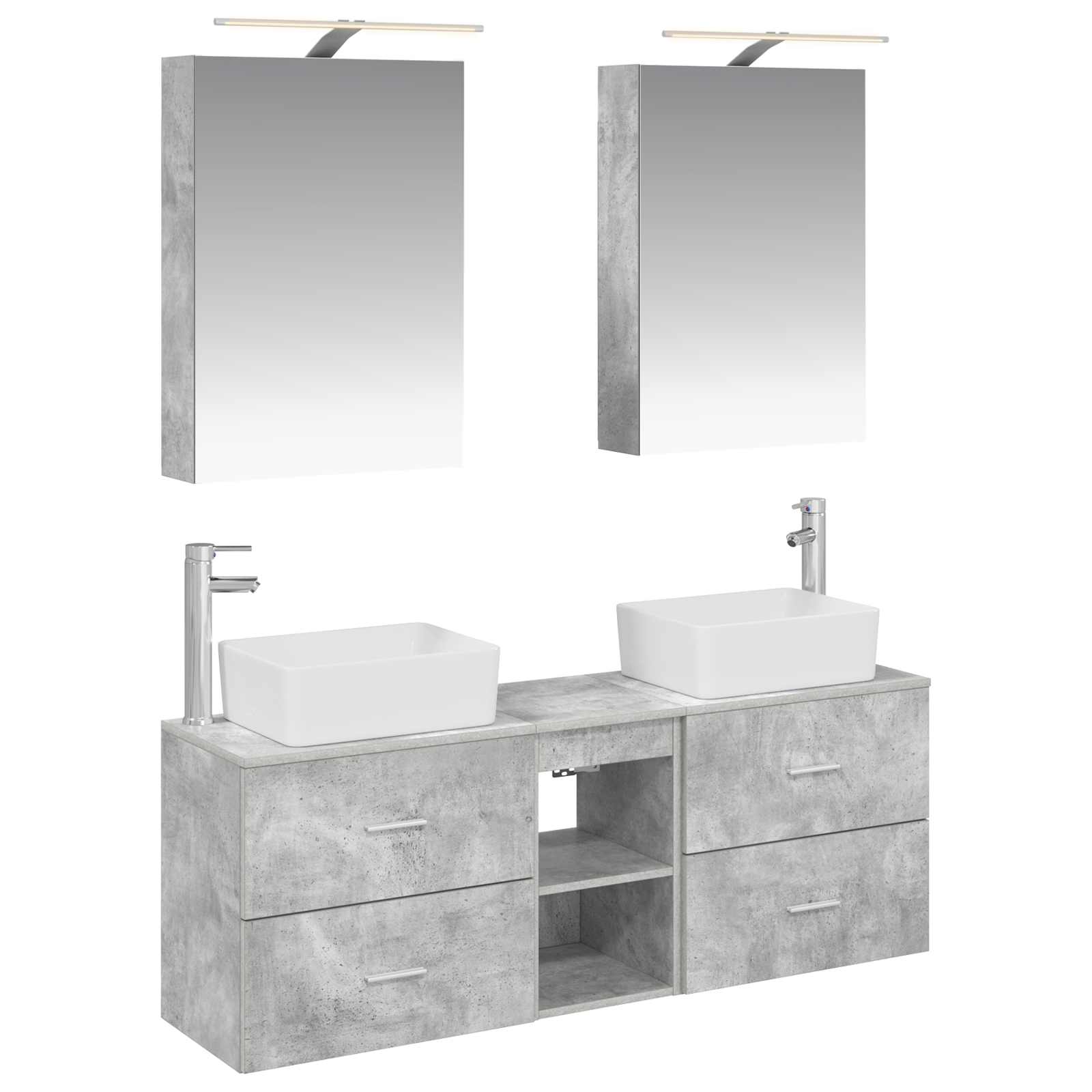 vidaXL Badkamermeubelset 5 pcs Wit Bewerkt hout en glas