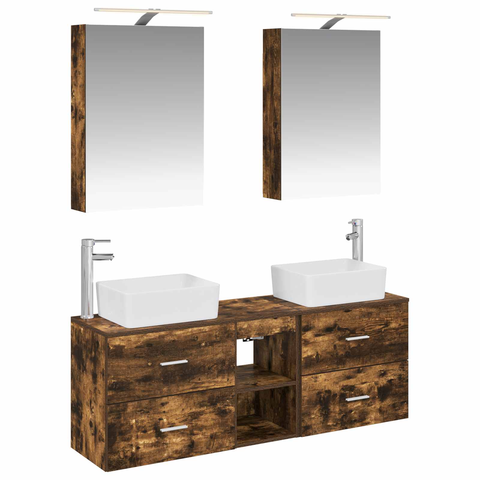 vidaXL Badkamermeubelset 5 pcs Wit Bewerkt hout en glas