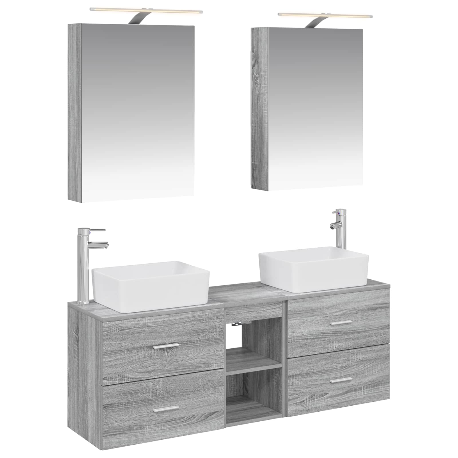vidaXL Badkamermeubelset 5 pcs Wit Bewerkt hout en glas