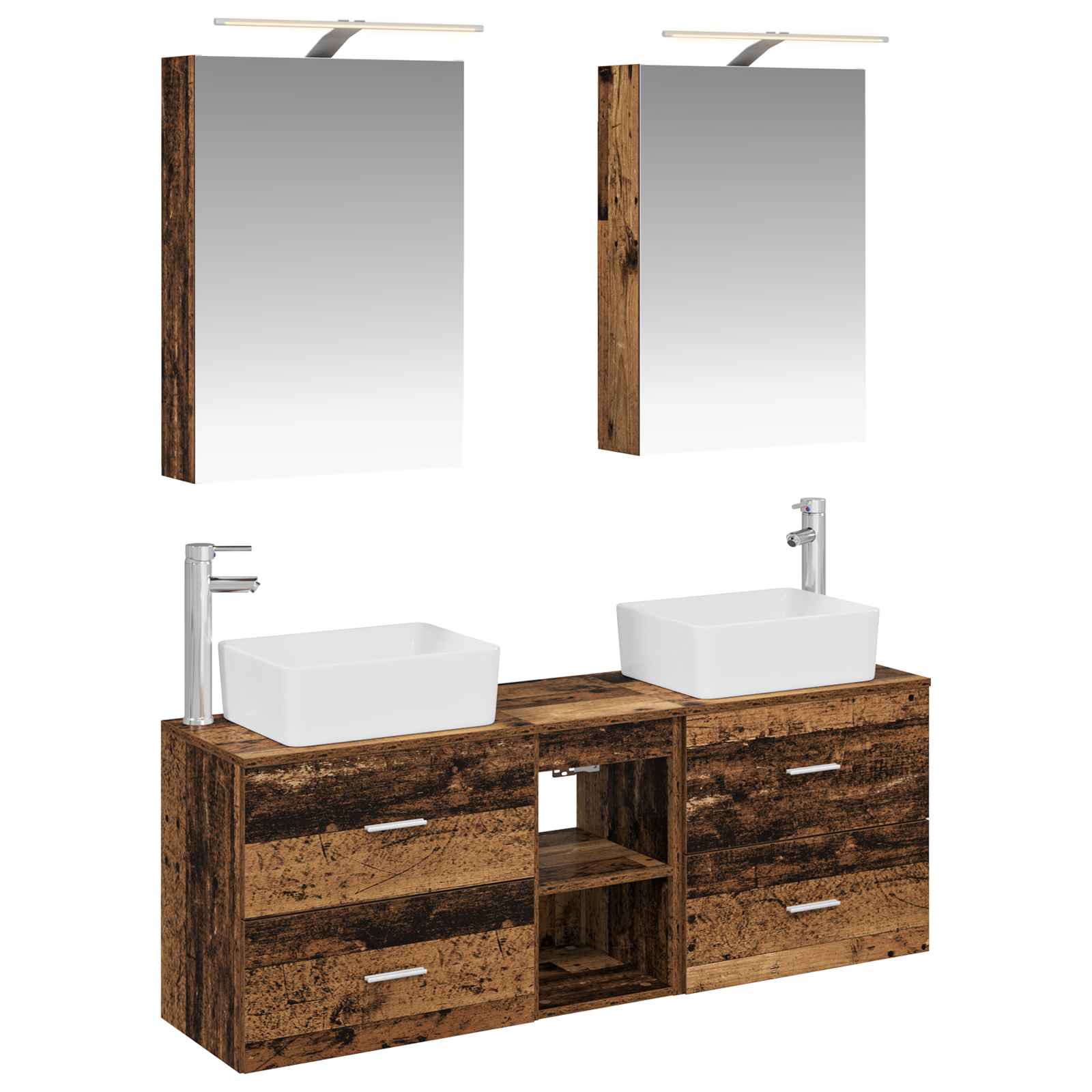 vidaXL Badkamermeubelset 5 pcs Wit Bewerkt hout en glas