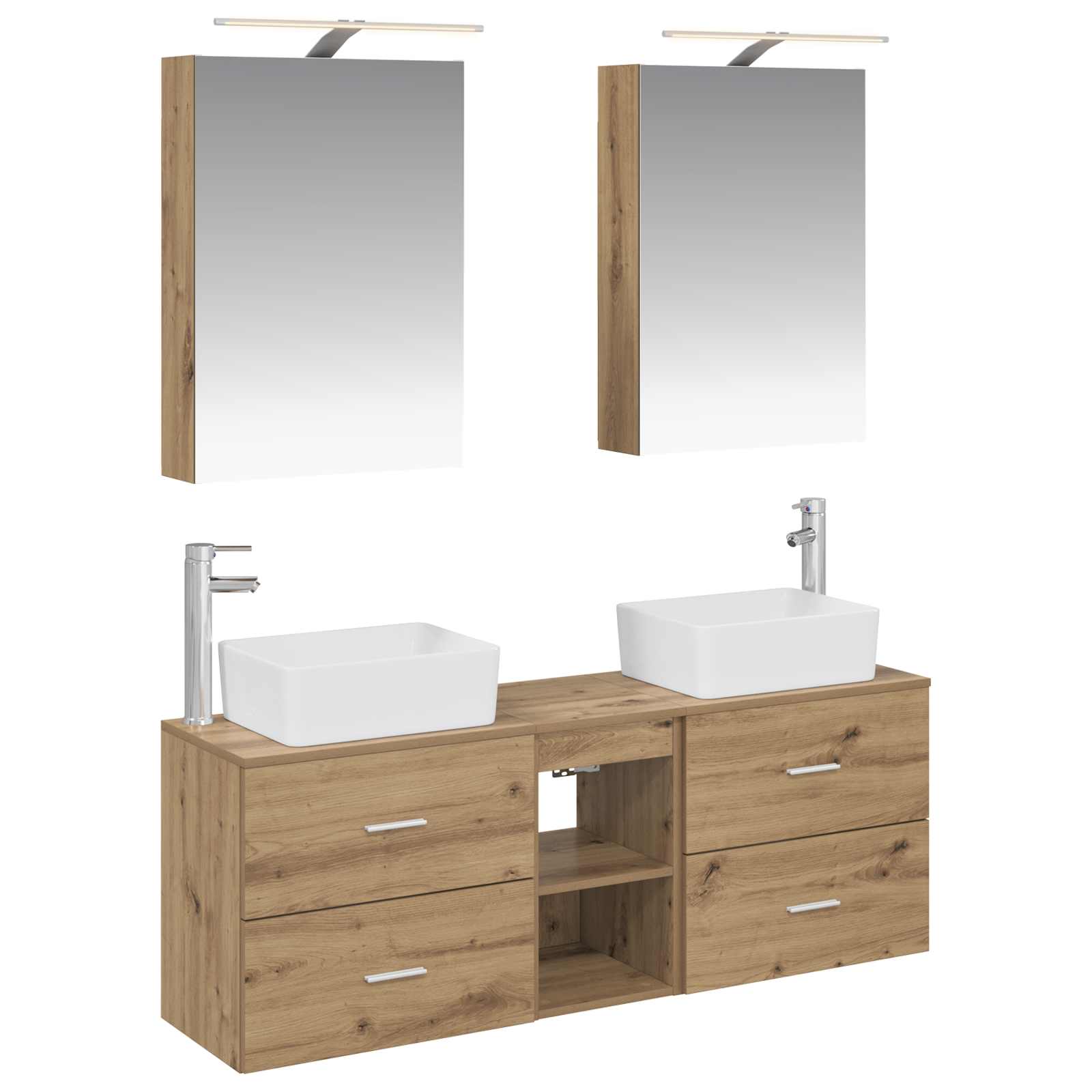 vidaXL Badkamermeubelset 5 pcs Wit Bewerkt hout en glas