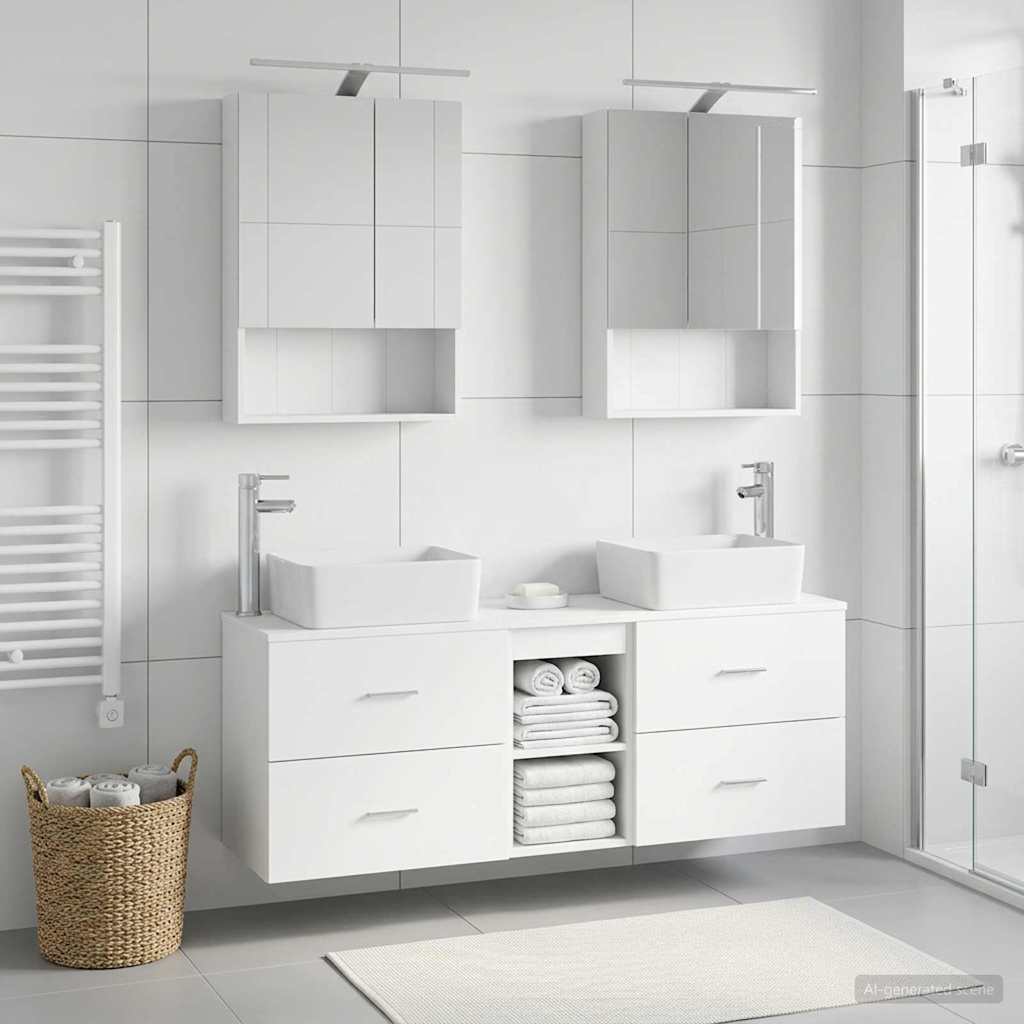 vidaXL Badkamermeubelset 5 pcs Wit Bewerkt hout en glas