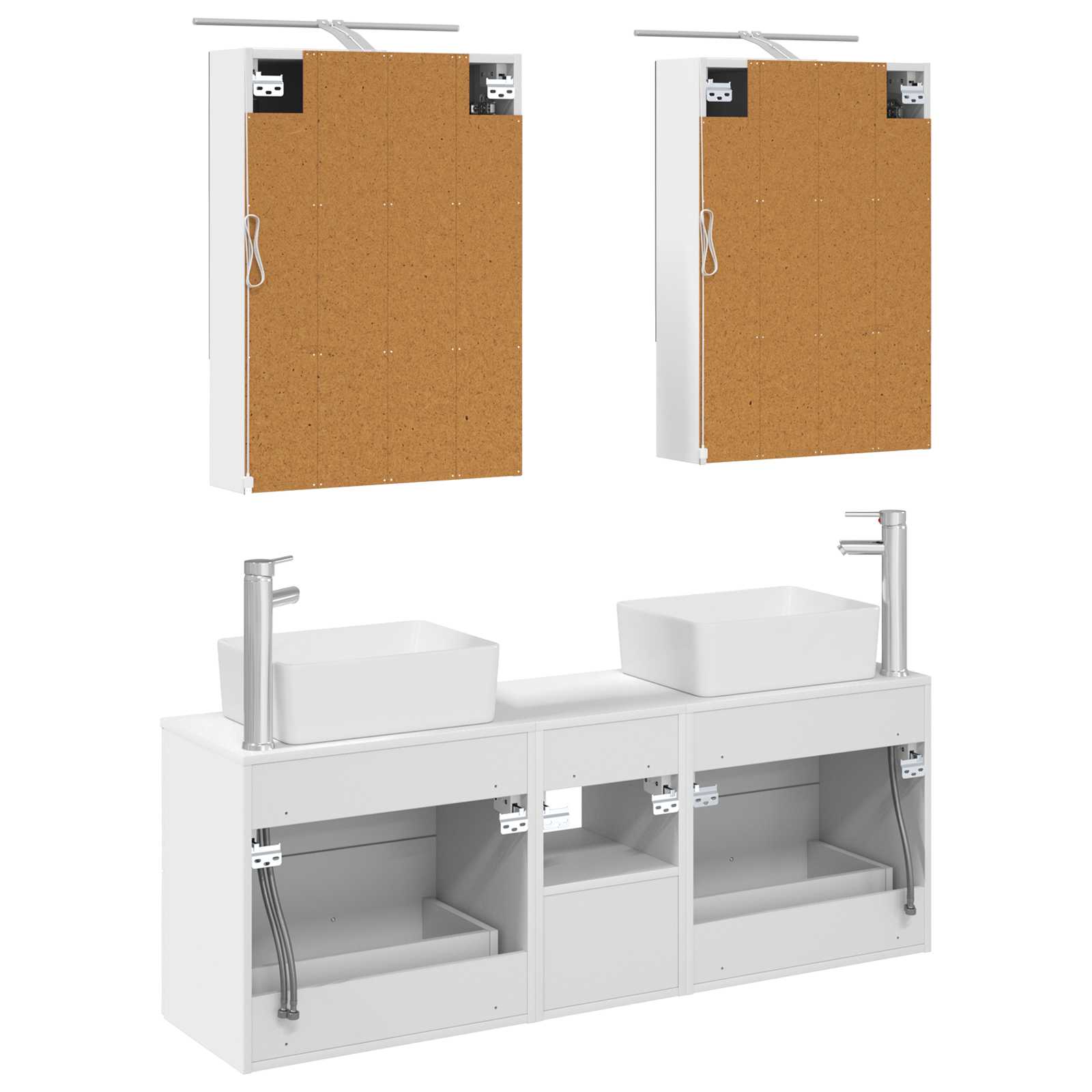 vidaXL Badkamermeubelset 5 pcs Wit Bewerkt hout en glas