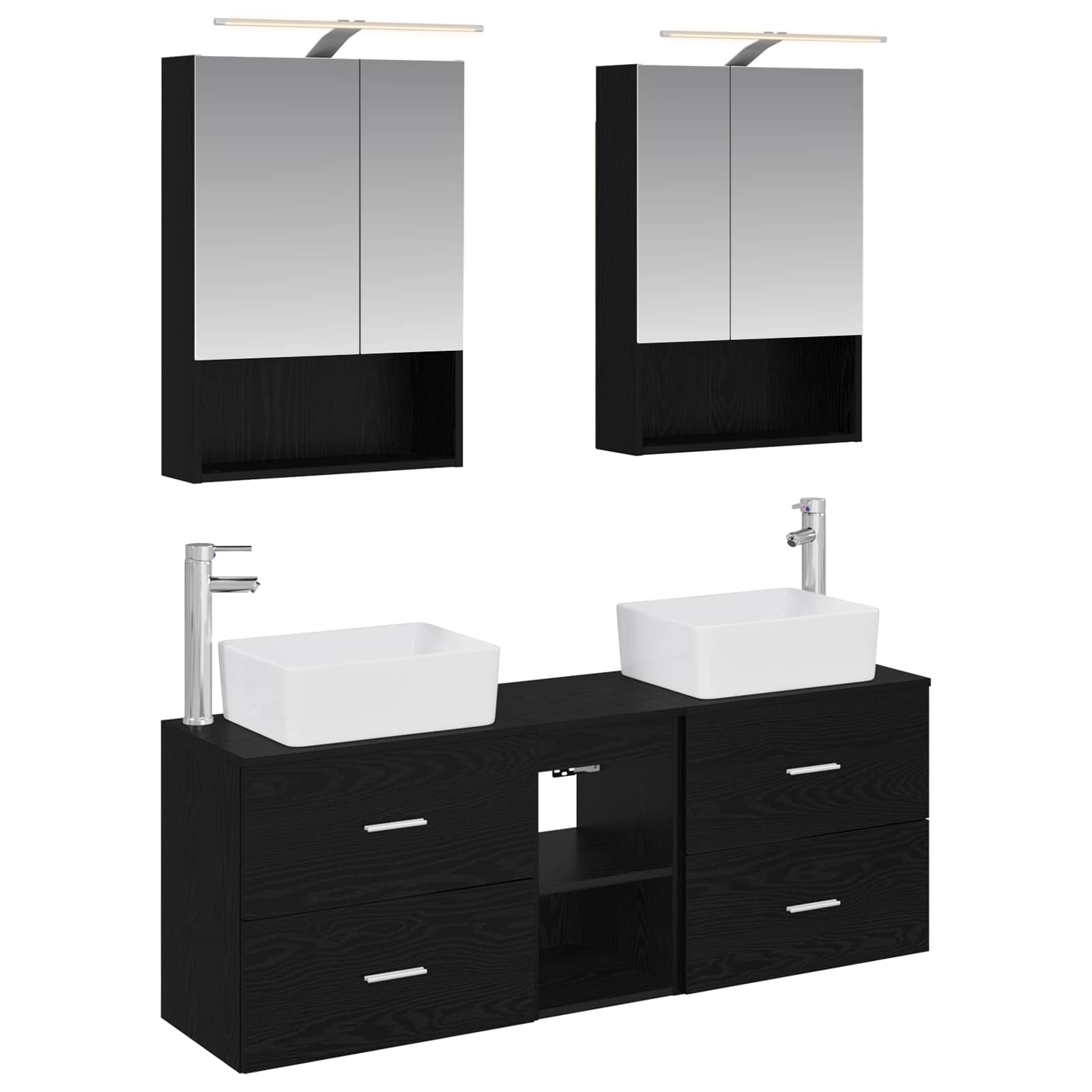 vidaXL Badkamermeubelset 5 pcs Wit Bewerkt hout en glas