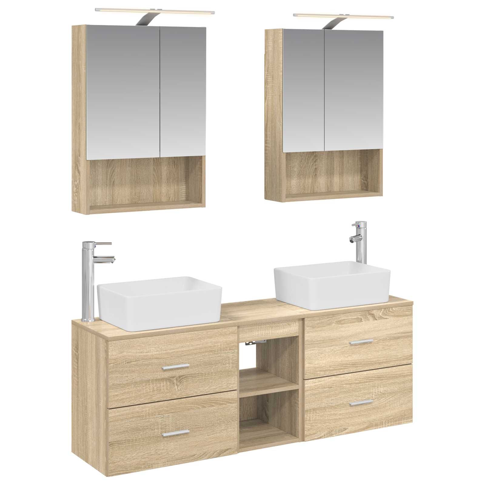 vidaXL Badkamermeubelset 5 pcs Wit Bewerkt hout en glas