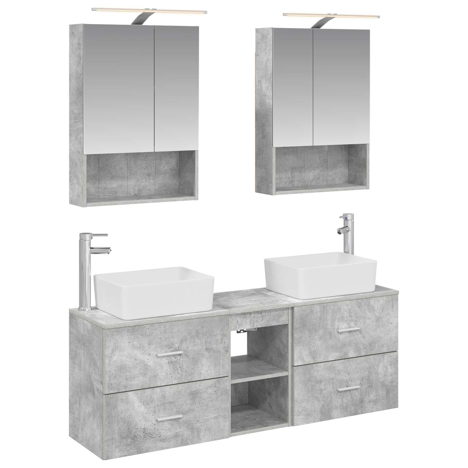 vidaXL Badkamermeubelset 5 pcs Wit Bewerkt hout en glas
