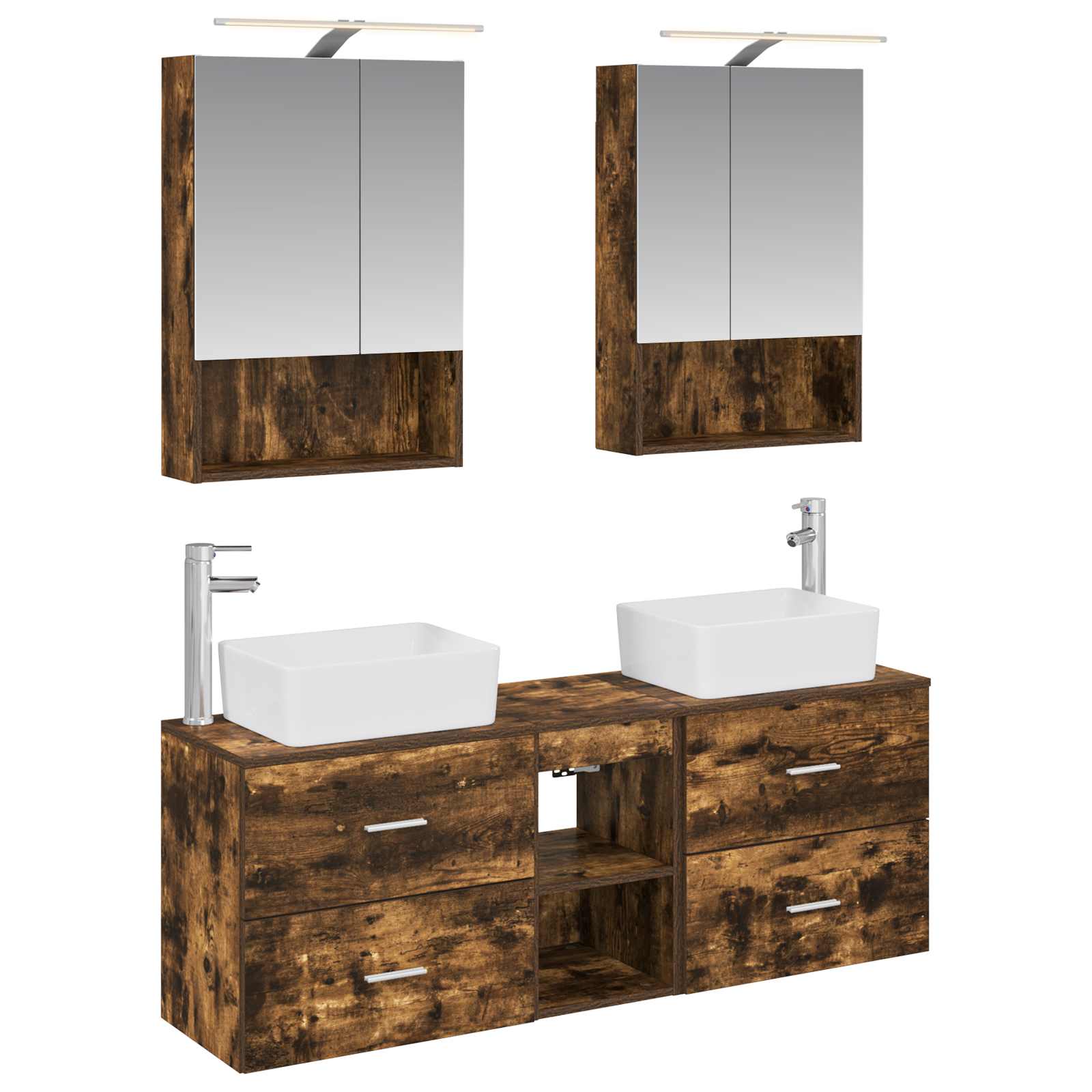 vidaXL Badkamermeubelset 5 pcs Wit Bewerkt hout en glas