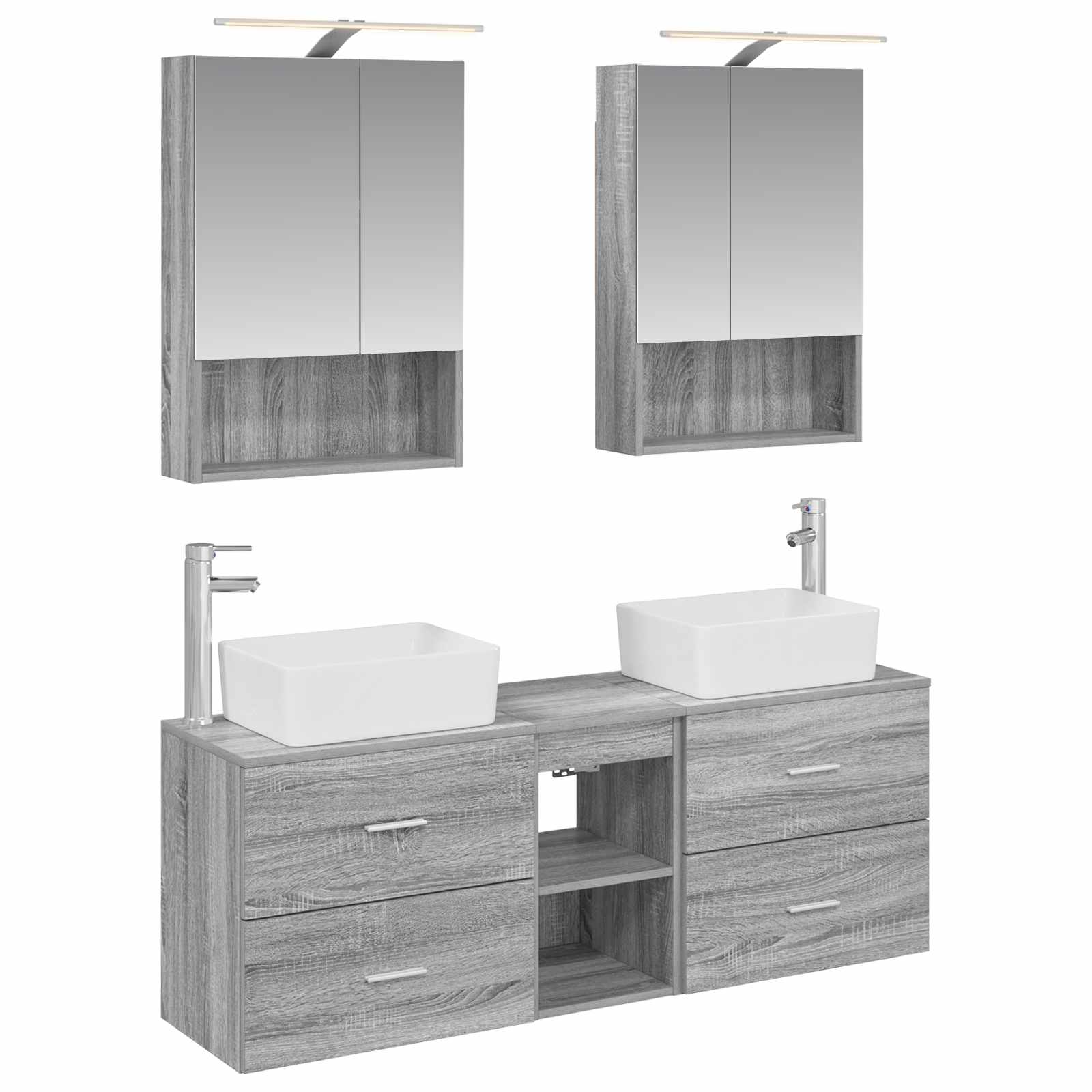vidaXL Badkamermeubelset 5 pcs Wit Bewerkt hout en glas