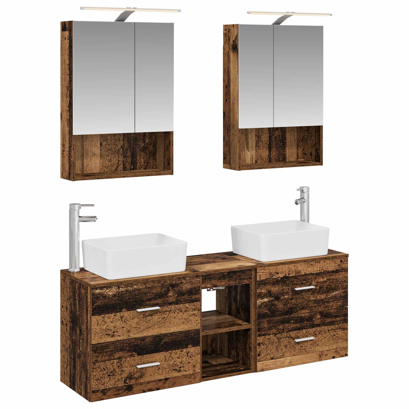 vidaXL Badkamermeubelset 5 pcs Wit Bewerkt hout en glas