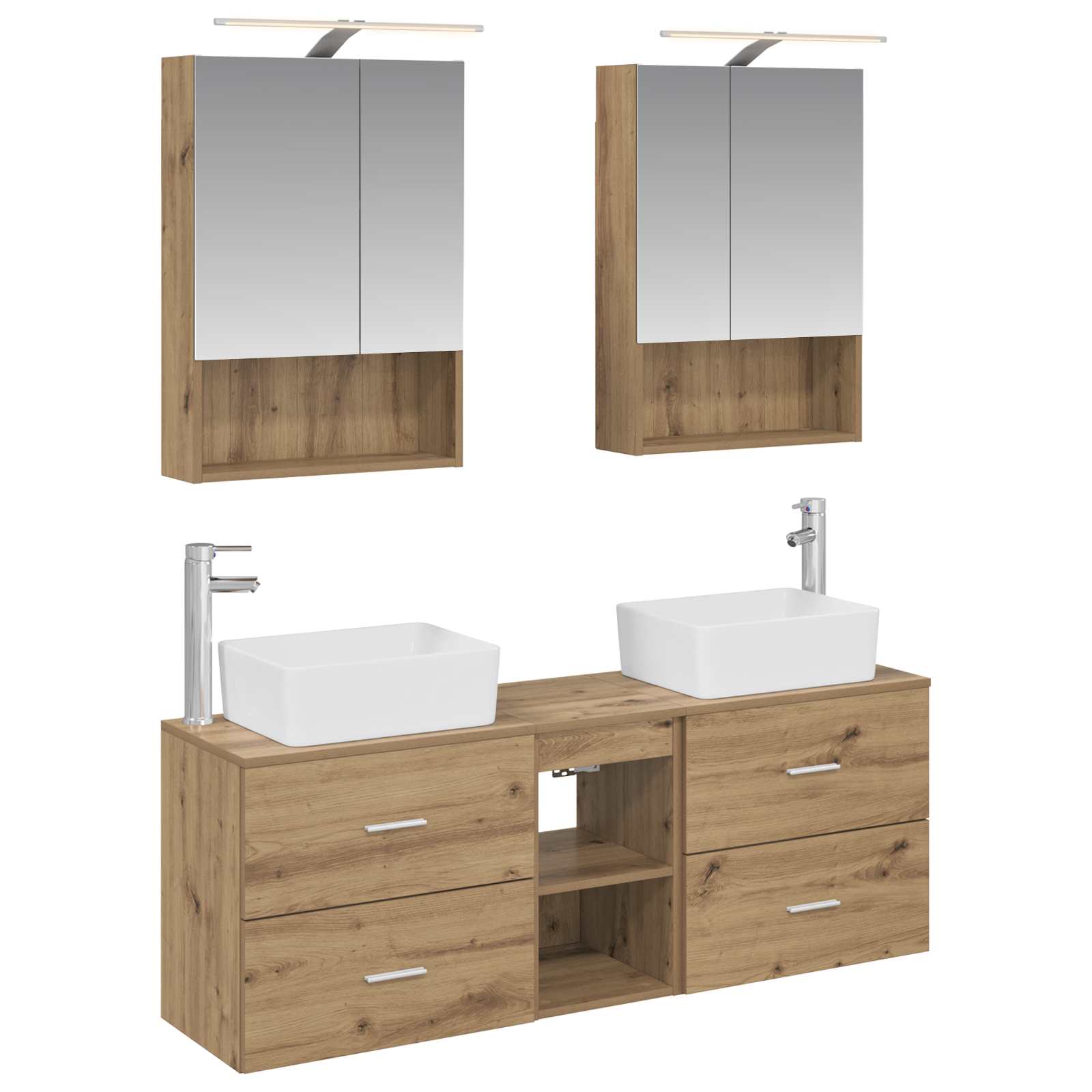 vidaXL Badkamermeubelset 5 pcs Wit Bewerkt hout en glas
