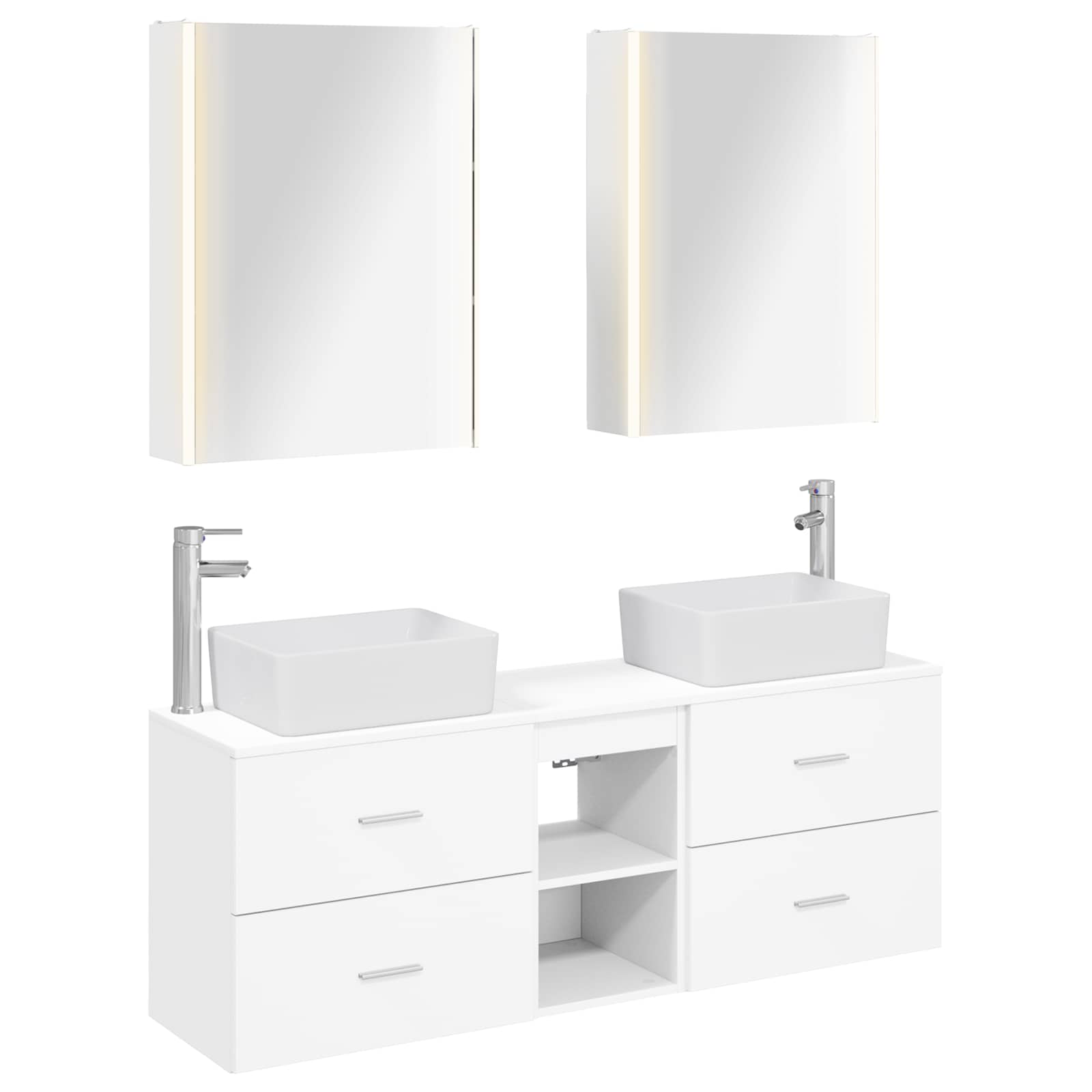 vidaXL Badkamermeubelset 5 pcs Wit Bewerkt hout en glas