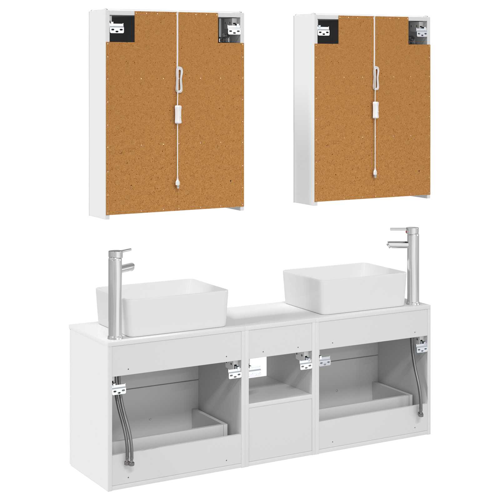 vidaXL Badkamermeubelset 5 pcs Wit Bewerkt hout en glas