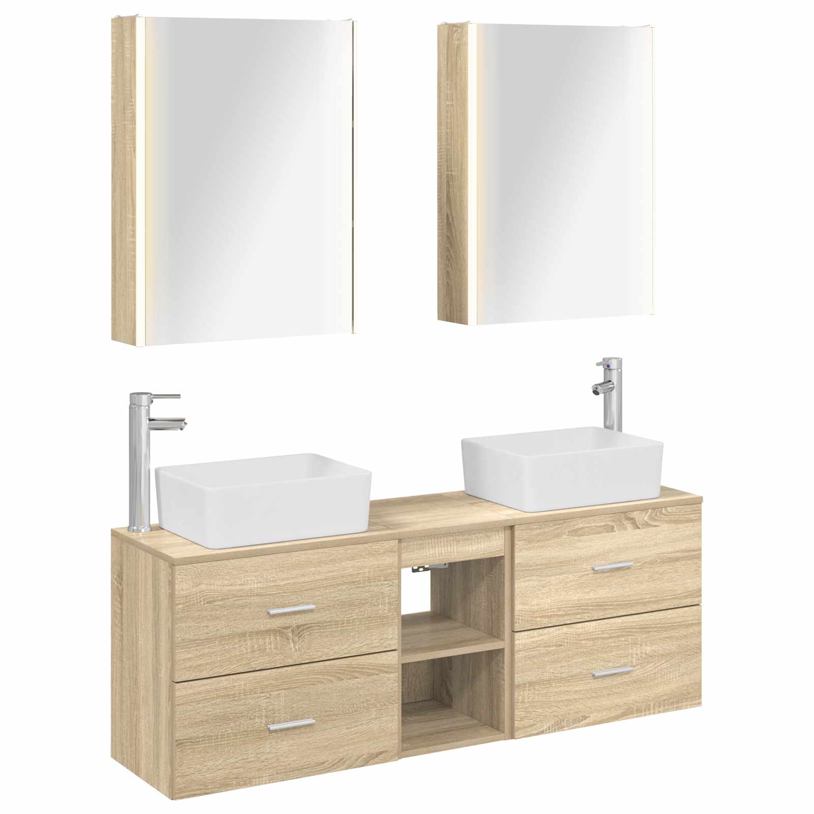 vidaXL Badkamermeubelset 5 pcs Wit Bewerkt hout en glas